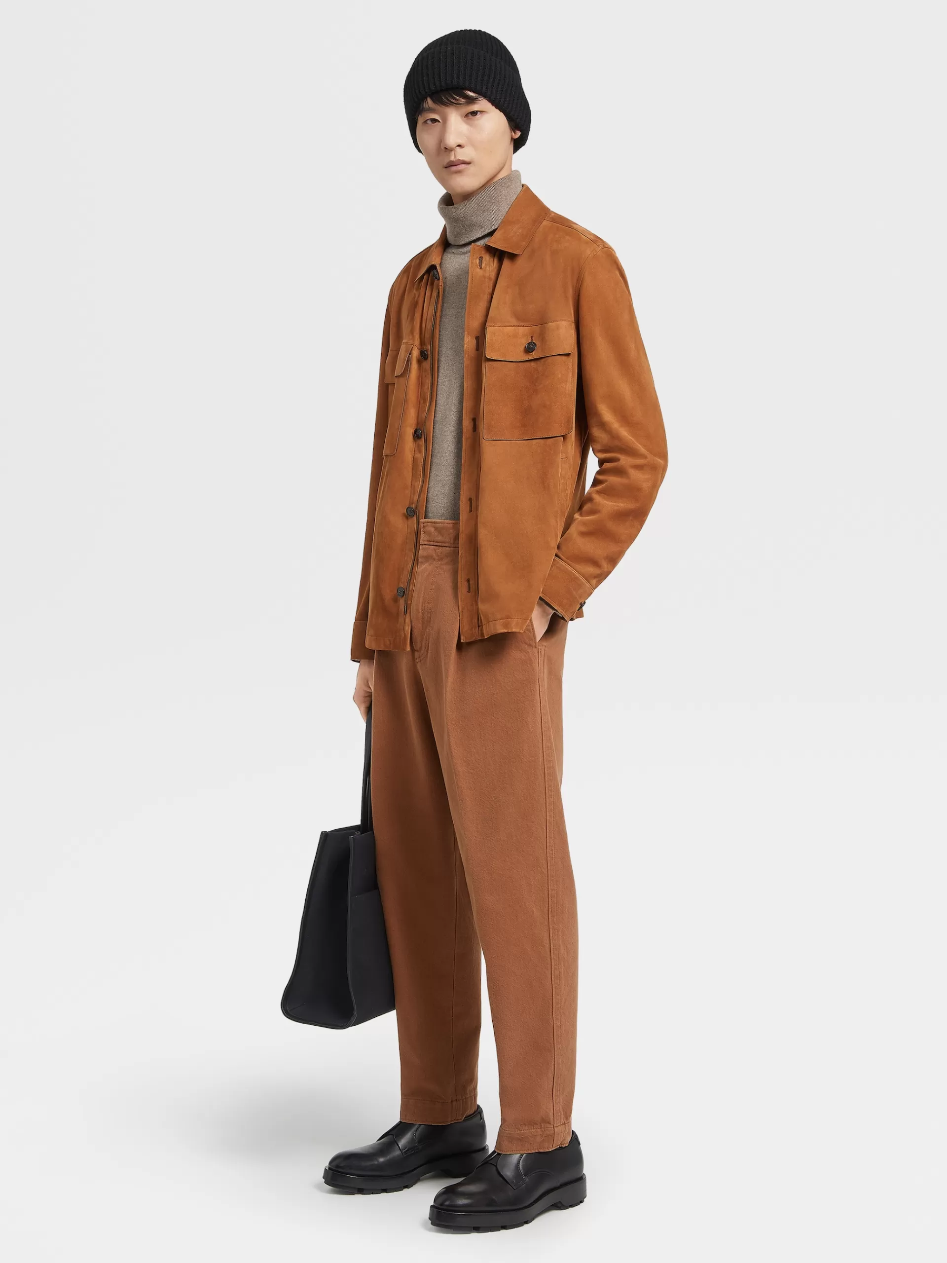 ZEGNA Sobrecamisas E Casacos Chore^Sobrecamisa Em Camurca Leve Cor Vicunha