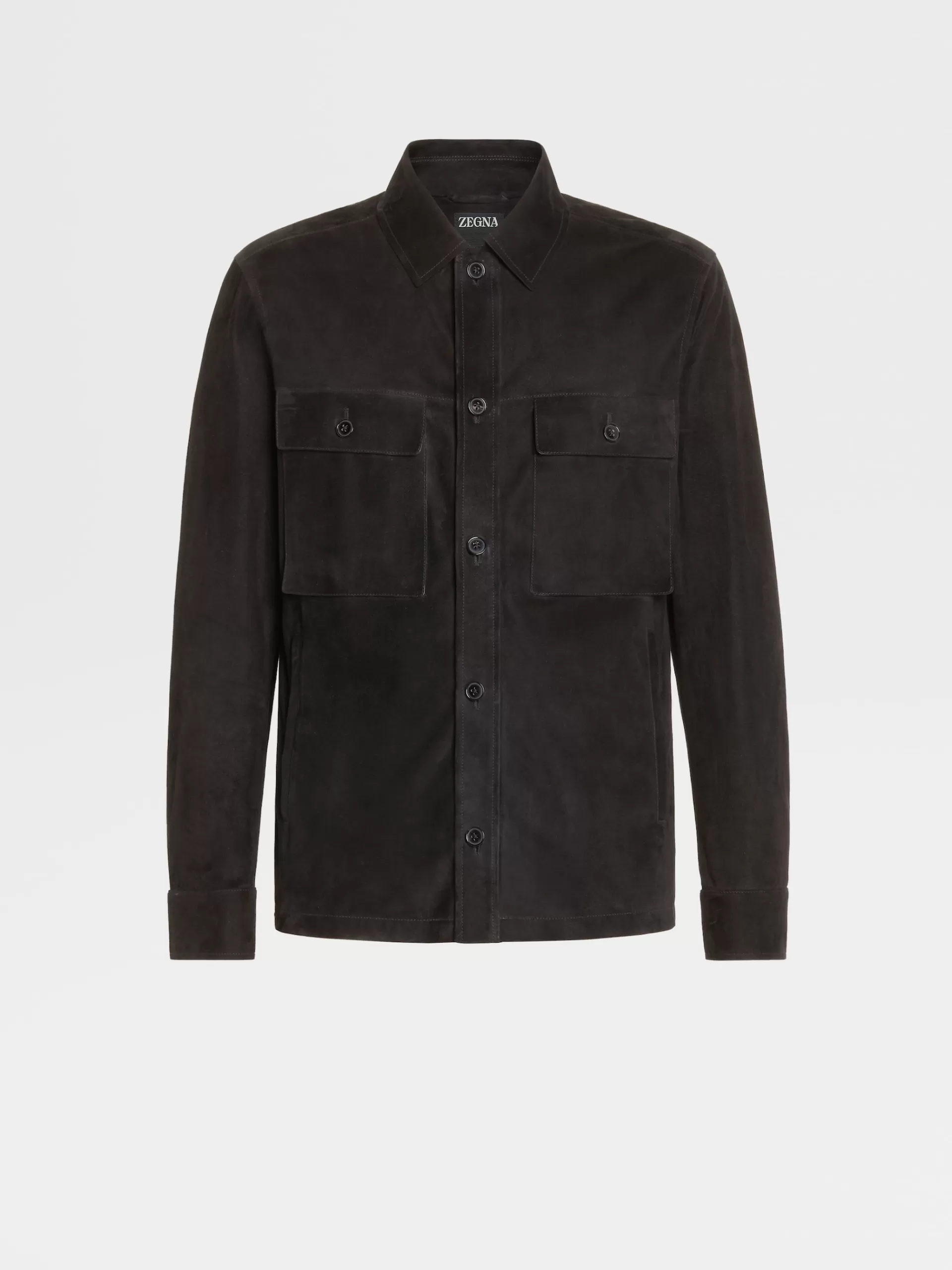 ZEGNA Sobrecamisas E Casacos Chore^Sobrecamisa Em Camurca Leve Preta Preto