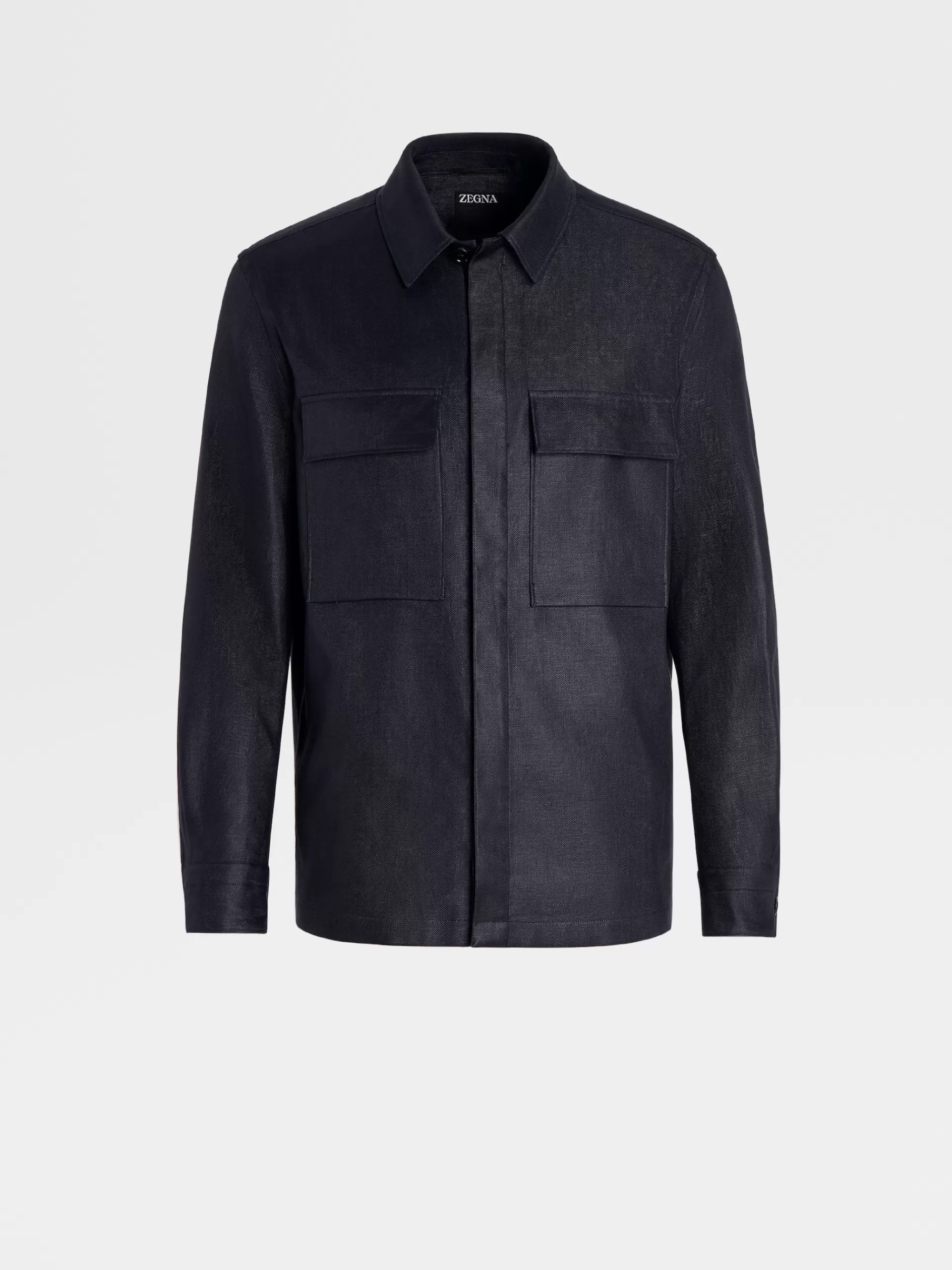 ZEGNA Sobrecamisas E Casacos Chore^Sobrecamisa Em Linho Puro Azul-Marinho