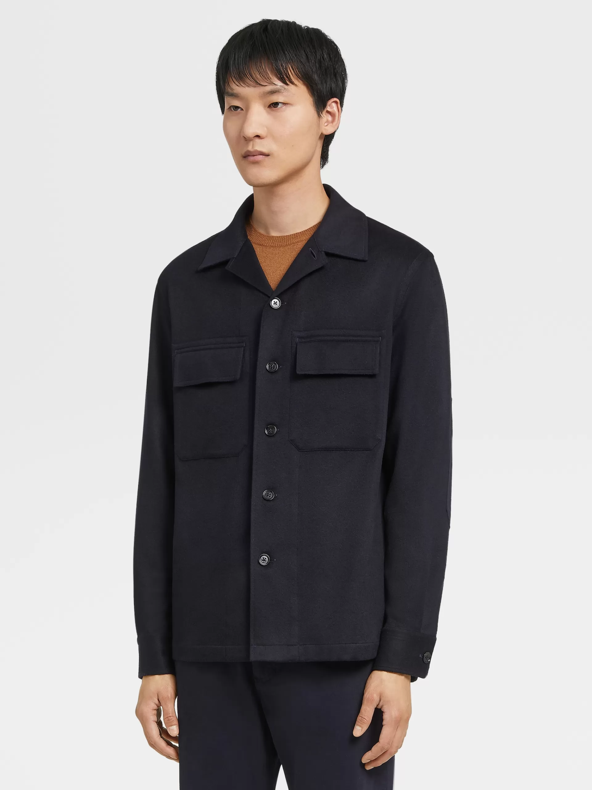 ZEGNA Sobrecamisas E Casacos Chore^Sobrecamisa Em Oasi Cashmere No Tom Azul-Marinho