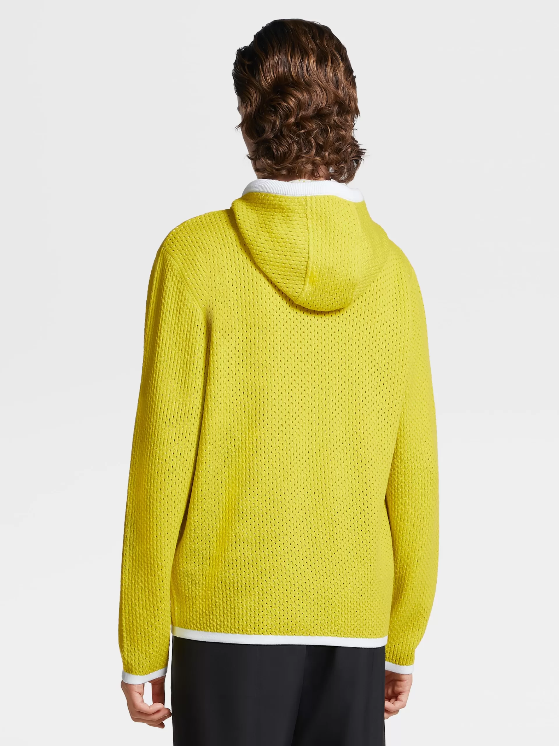ZEGNA Sweatshirts^Sweatshirt Amarela Em Malha De Caxemira Com Capuz E Fecho De Correr Completo Amarelo