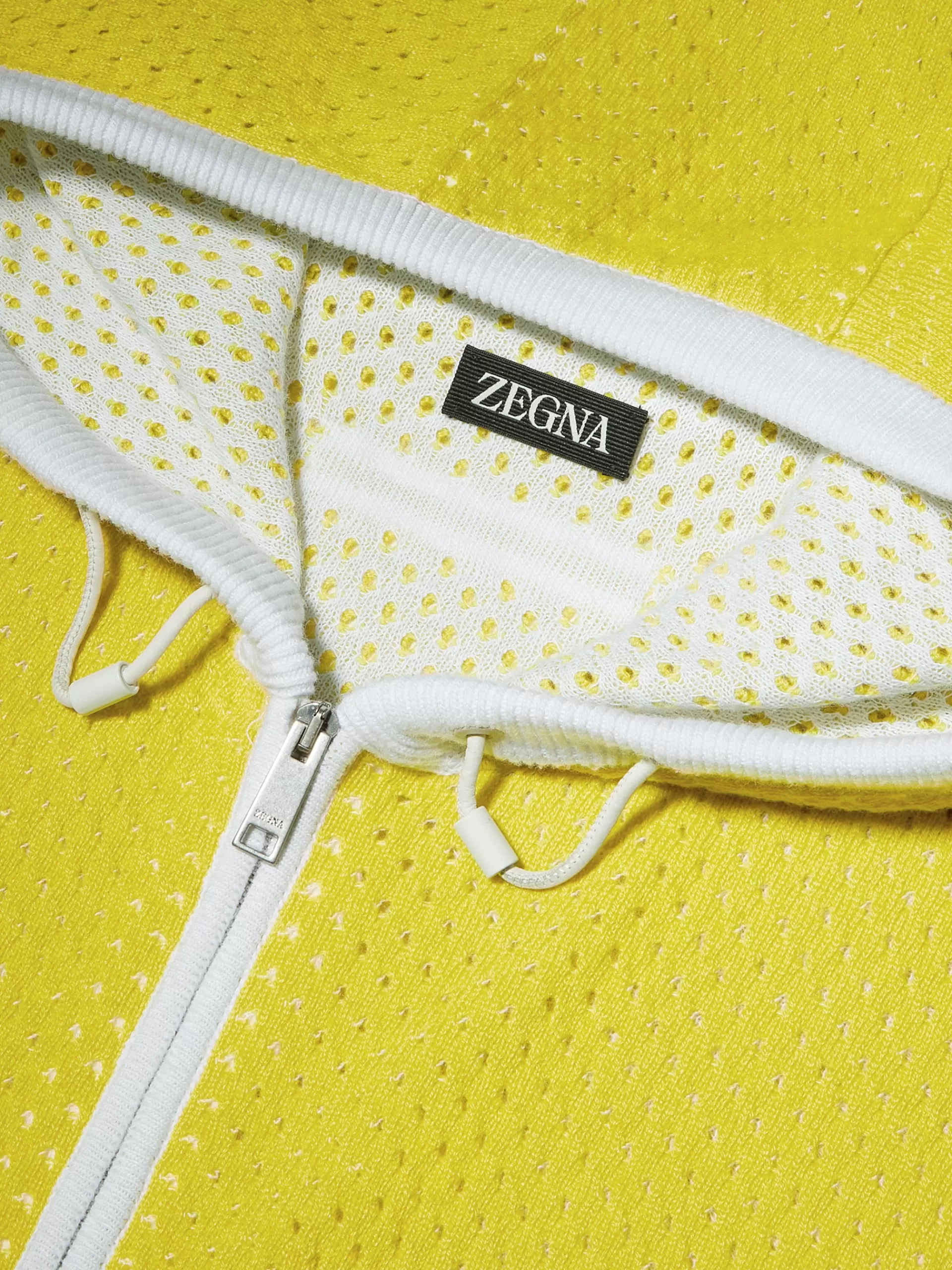 ZEGNA Sweatshirts^Sweatshirt Amarela Em Malha De Caxemira Com Capuz E Fecho De Correr Completo Amarelo