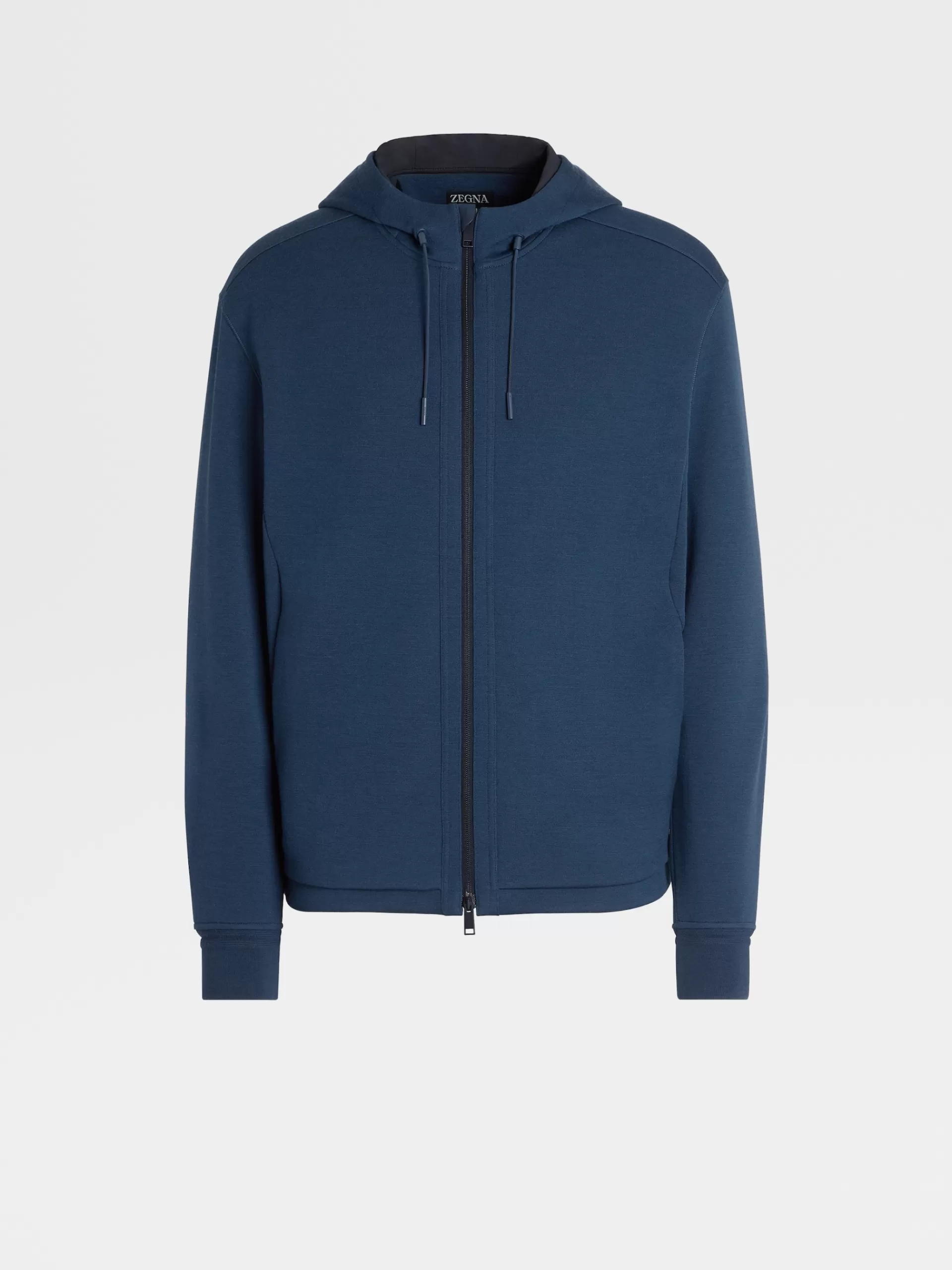 ZEGNA Roupa Desportiva^Sweatshirt Azul-Escura Com Fecho De Correr Integral Em Mistura De La High Performance™ Azul-Escuro