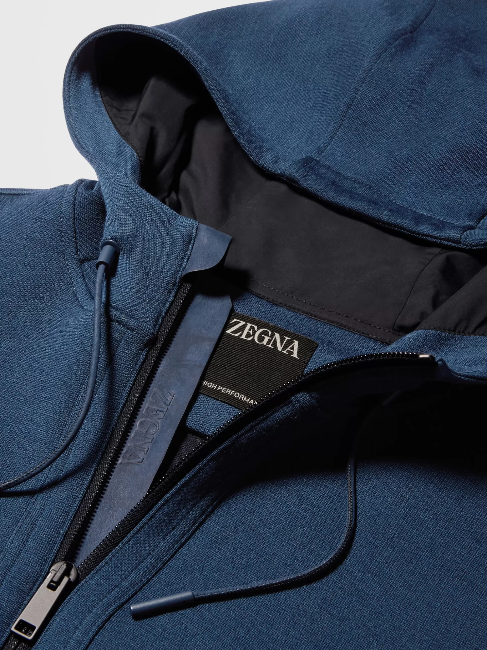 ZEGNA Roupa Desportiva^Sweatshirt Azul-Escura Com Fecho De Correr Integral Em Mistura De La High Performance™ Azul-Escuro