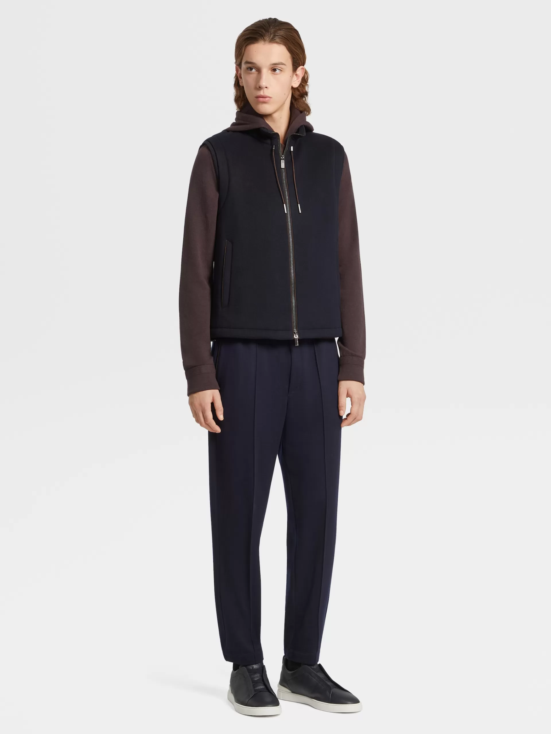 ZEGNA Malhas^Sweatshirt Com Capuz E Fecho De Correr Em La 12Milmil12 Bordo