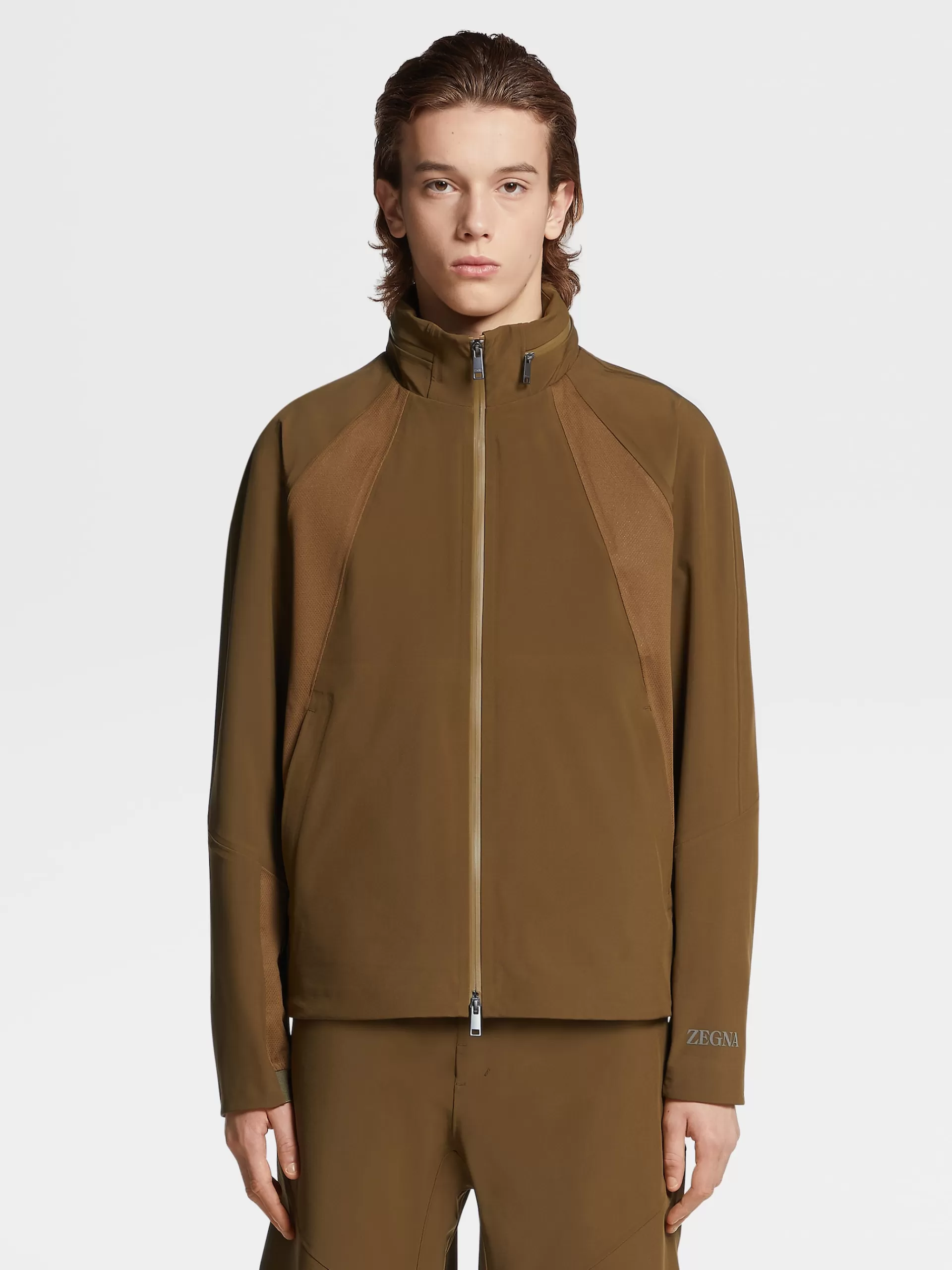 ZEGNA Sweatshirts^Sweatshirt De 3 Camadas Em La Techmerino™ Com Fecho De Correr Integral Verde-Azeitona Escura Verde-Azeitona Escuro