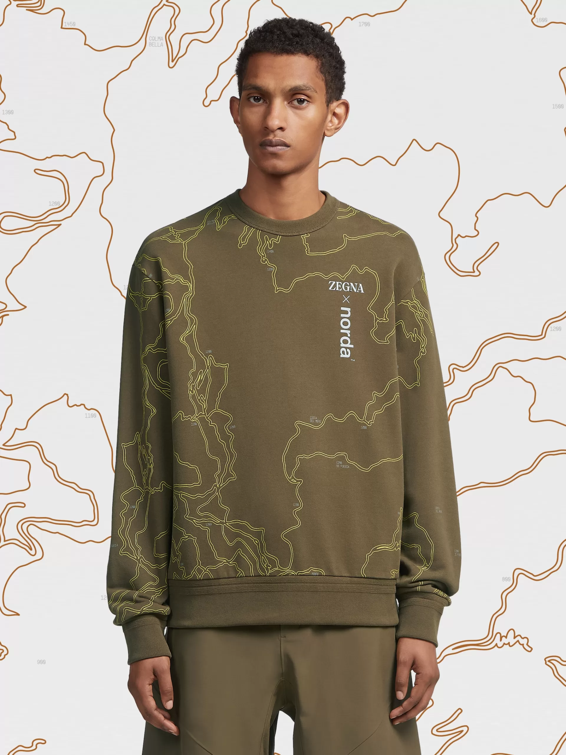 ZEGNA Sweatshirts^Sweatshirt De Gola Redonda Em Algodao #Usetheexisting™ X Norda™ Verde-Azeitona Escuro