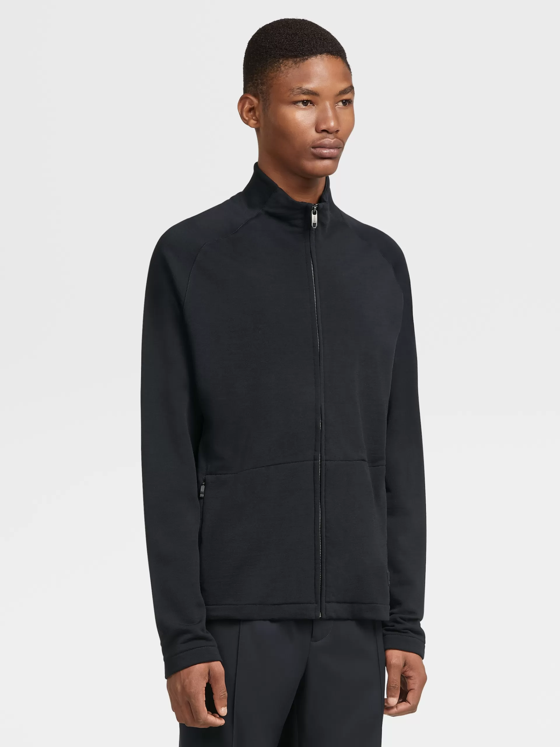 ZEGNA Sweatshirts^Sweatshirt Em La Techmerino™ Com Fecho De Correr Integral Azul-Marinho