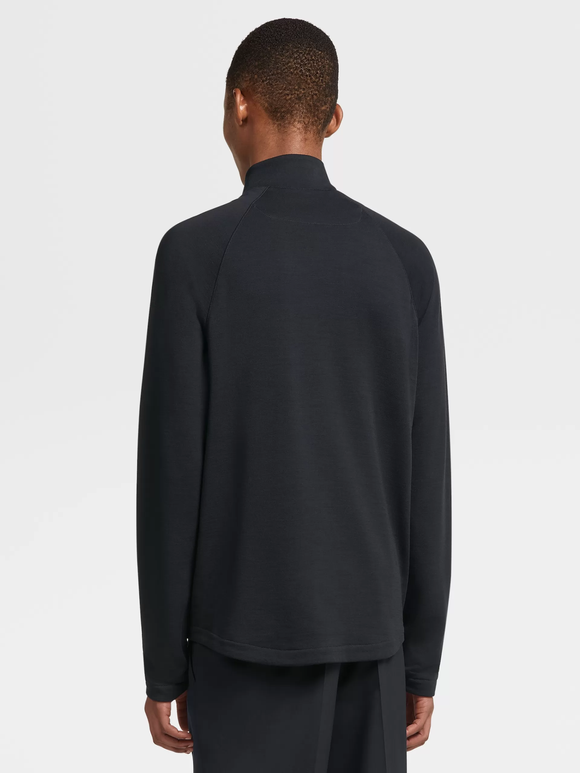ZEGNA Sweatshirts^Sweatshirt Em La Techmerino™ Com Fecho De Correr Integral Azul-Marinho