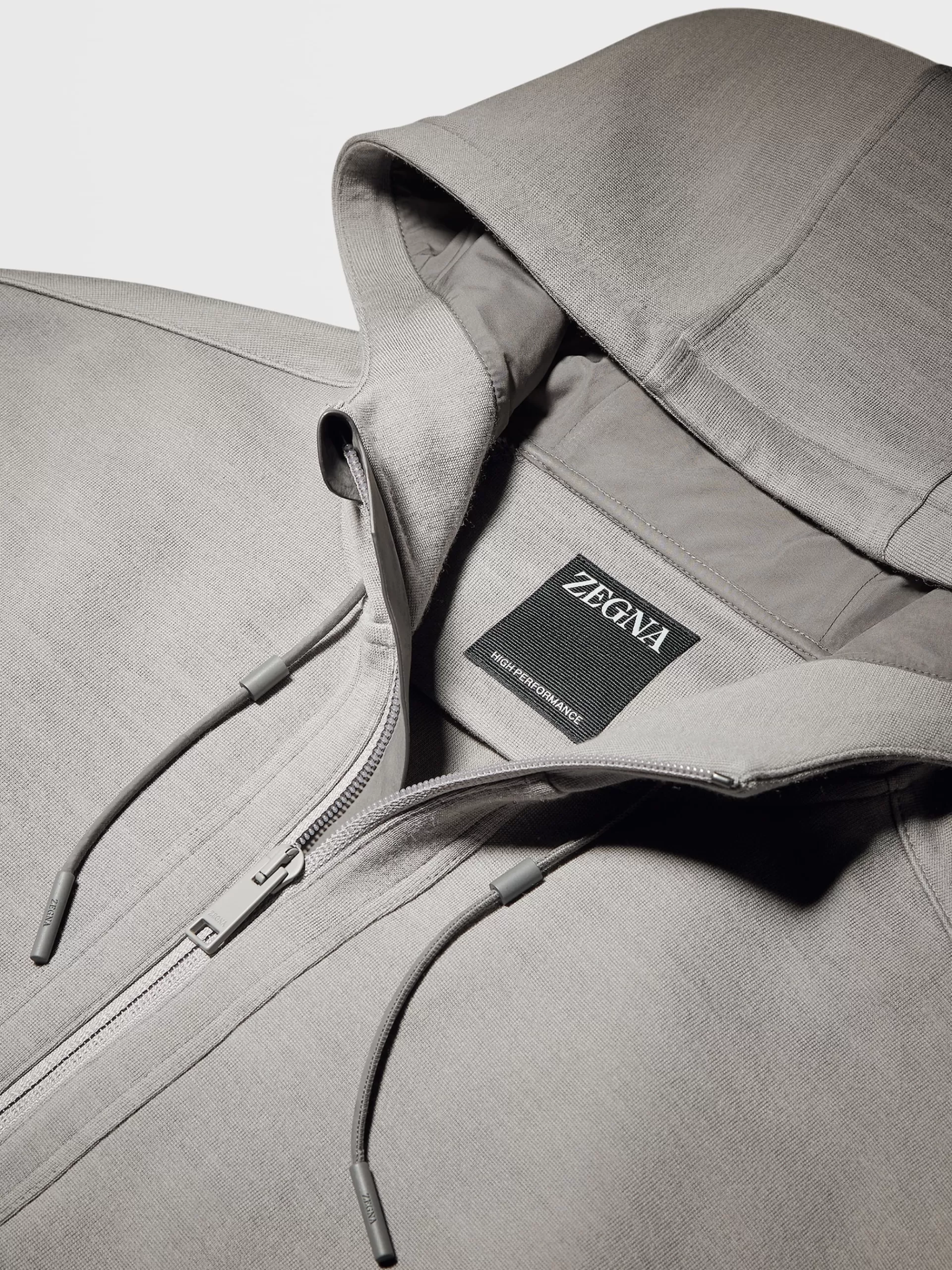 ZEGNA Roupa Desportiva^Sweatshirt High Performance™ Com Capuz E Fecho De Correr Integral Cinzento