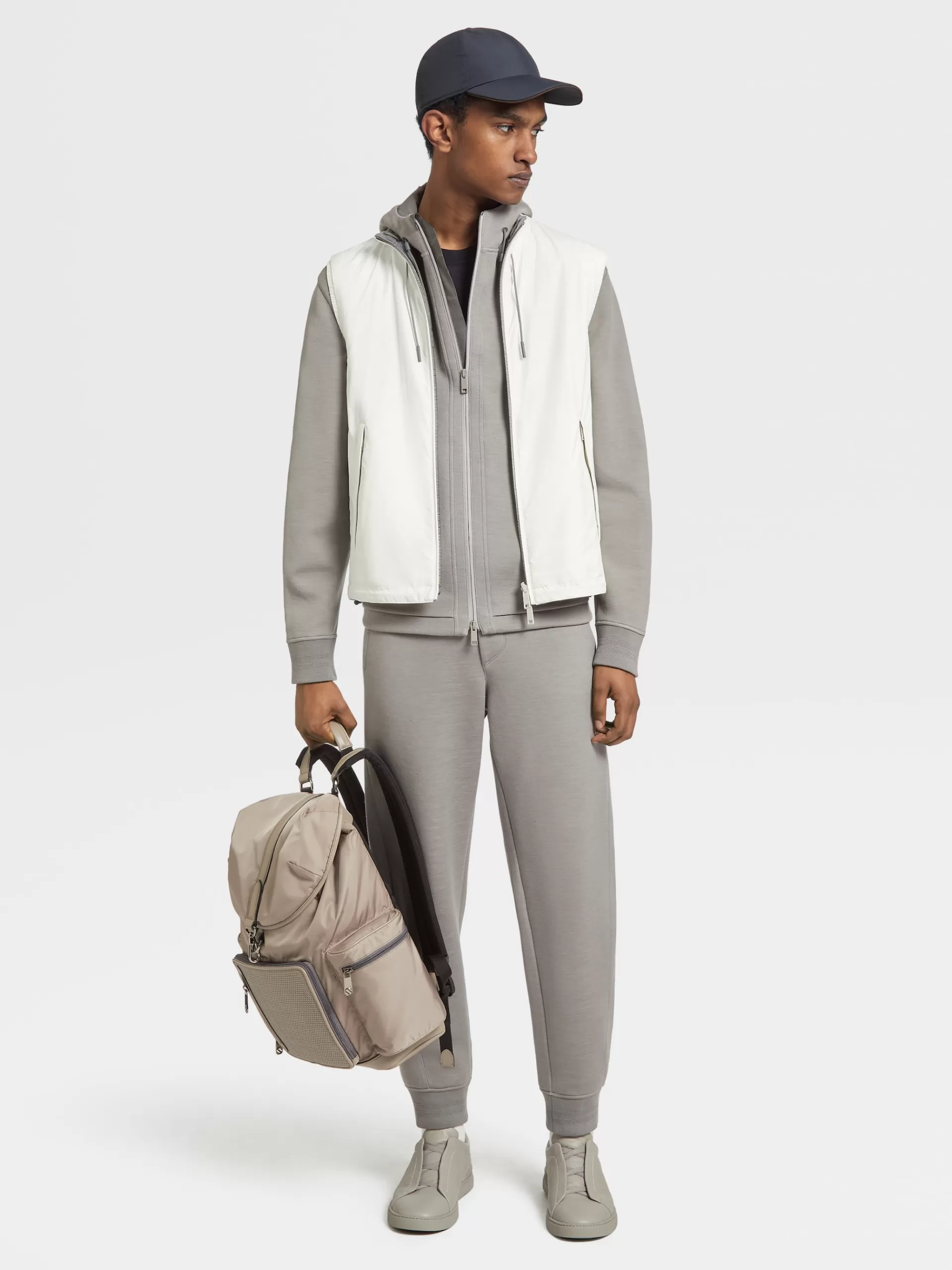 ZEGNA Roupa Desportiva^Sweatshirt High Performance™ Com Capuz E Fecho De Correr Integral Cinzento