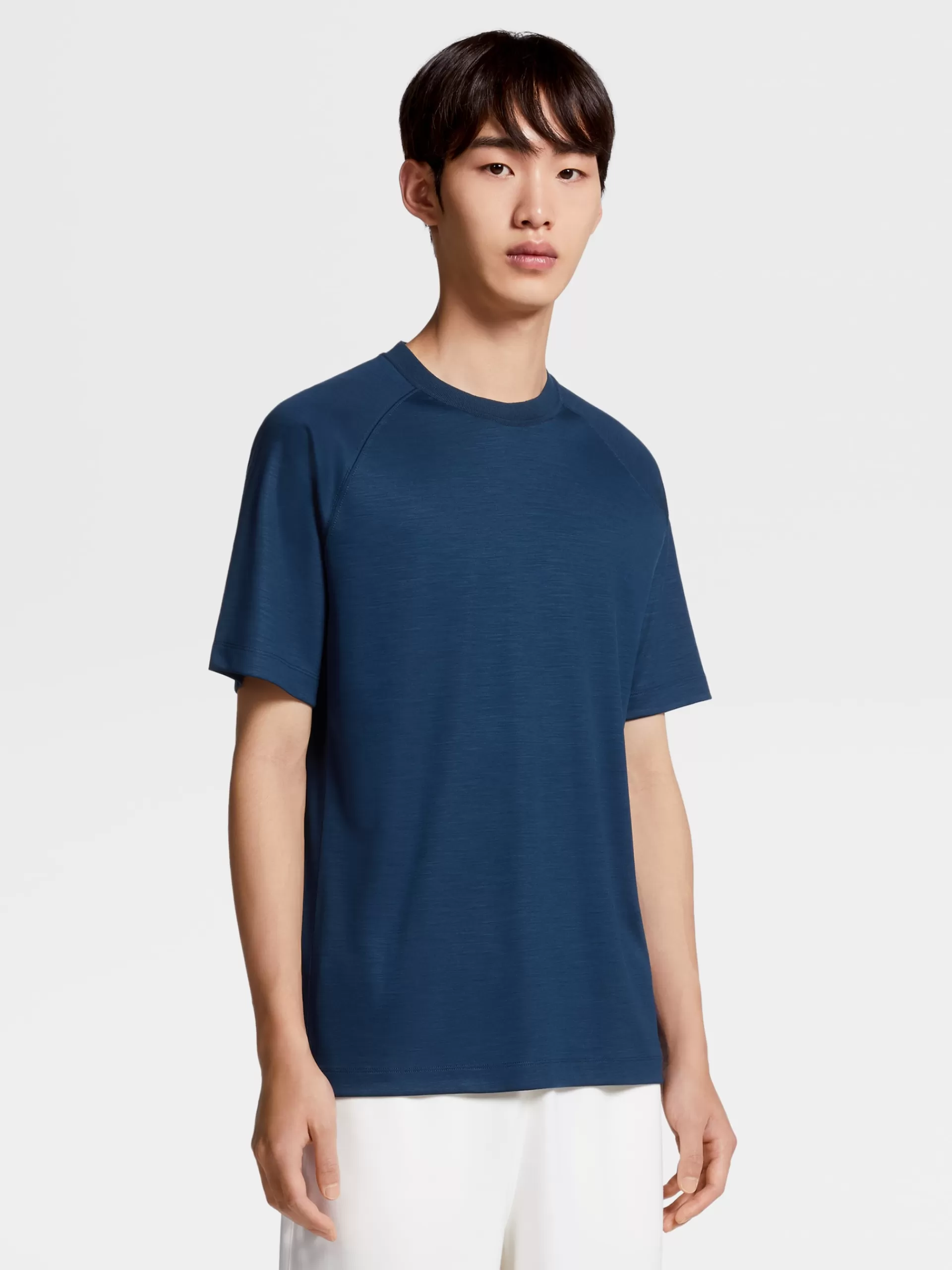 ZEGNA T-Shirts^T-Shirt Azul-Escura Em Jersei De La High Performance™ Azul-Escuro