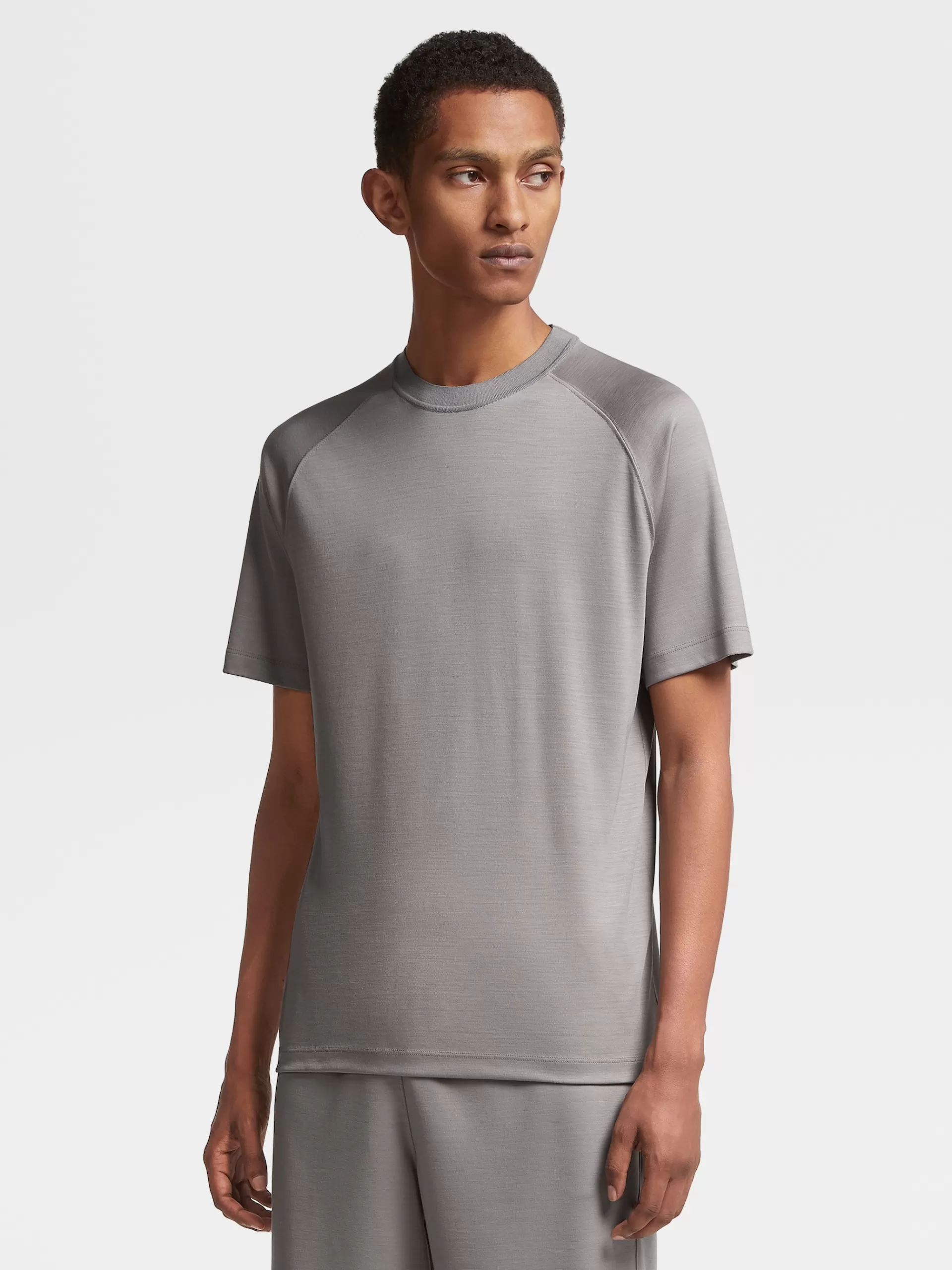 ZEGNA T-Shirts^T-Shirt Cinzenta Em Jersei De La High Performance™ Cinzento