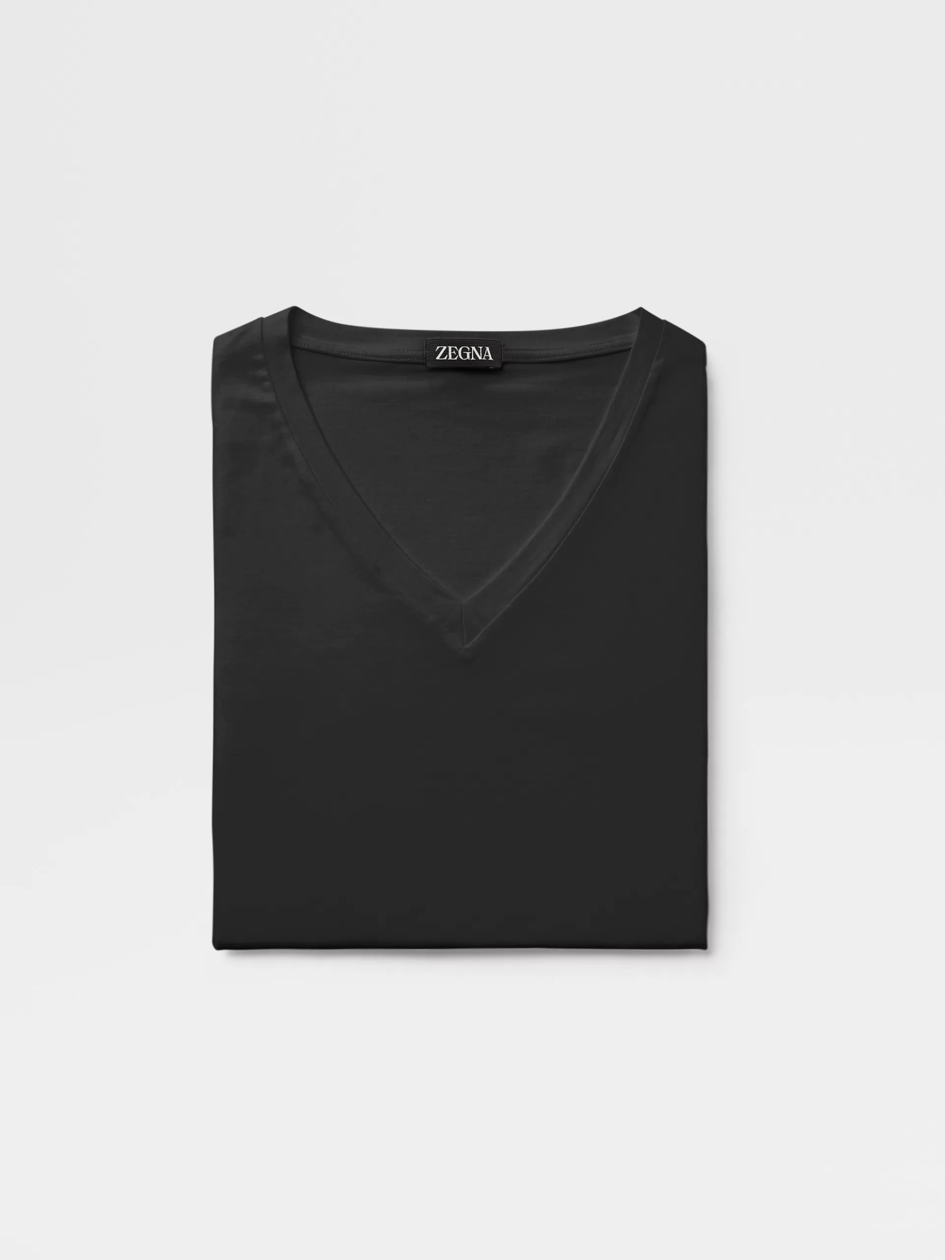 ZEGNA Roupa Interior E Meias^T-Shirt De Gola Em V Em Algodao Preta Preto