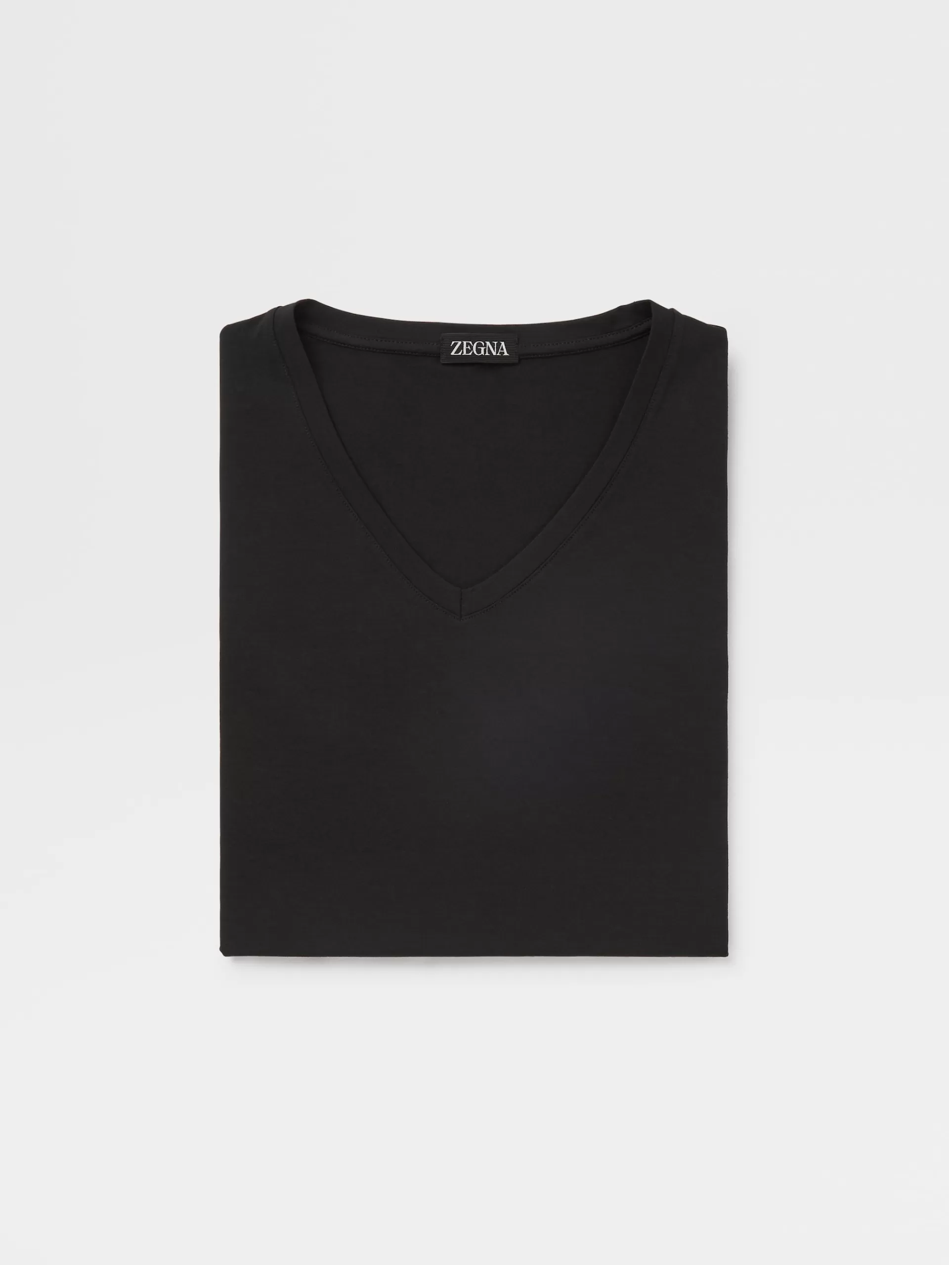 ZEGNA Roupa Interior E Meias^T-Shirt De Gola Em V Em Modal Elastico Preta Preto