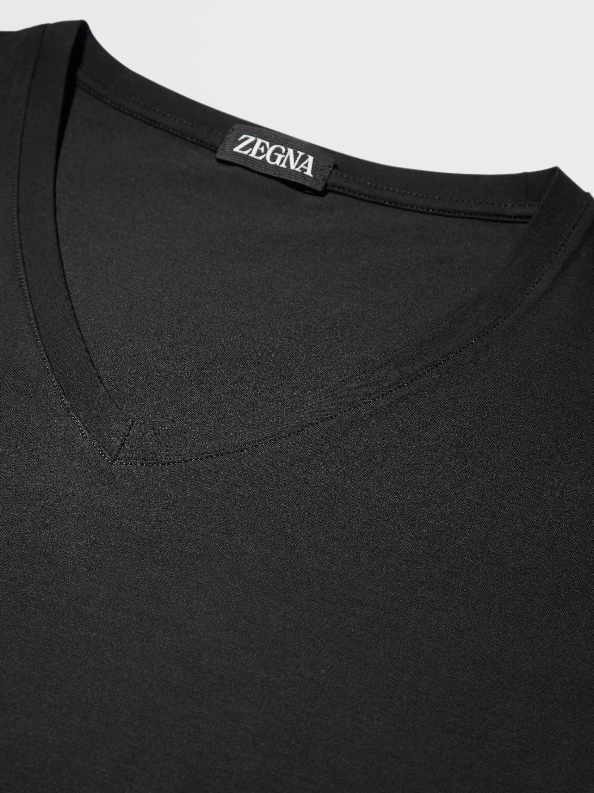 ZEGNA Roupa Interior E Meias^T-Shirt De Gola Em V Em Modal Elastico Preta Preto