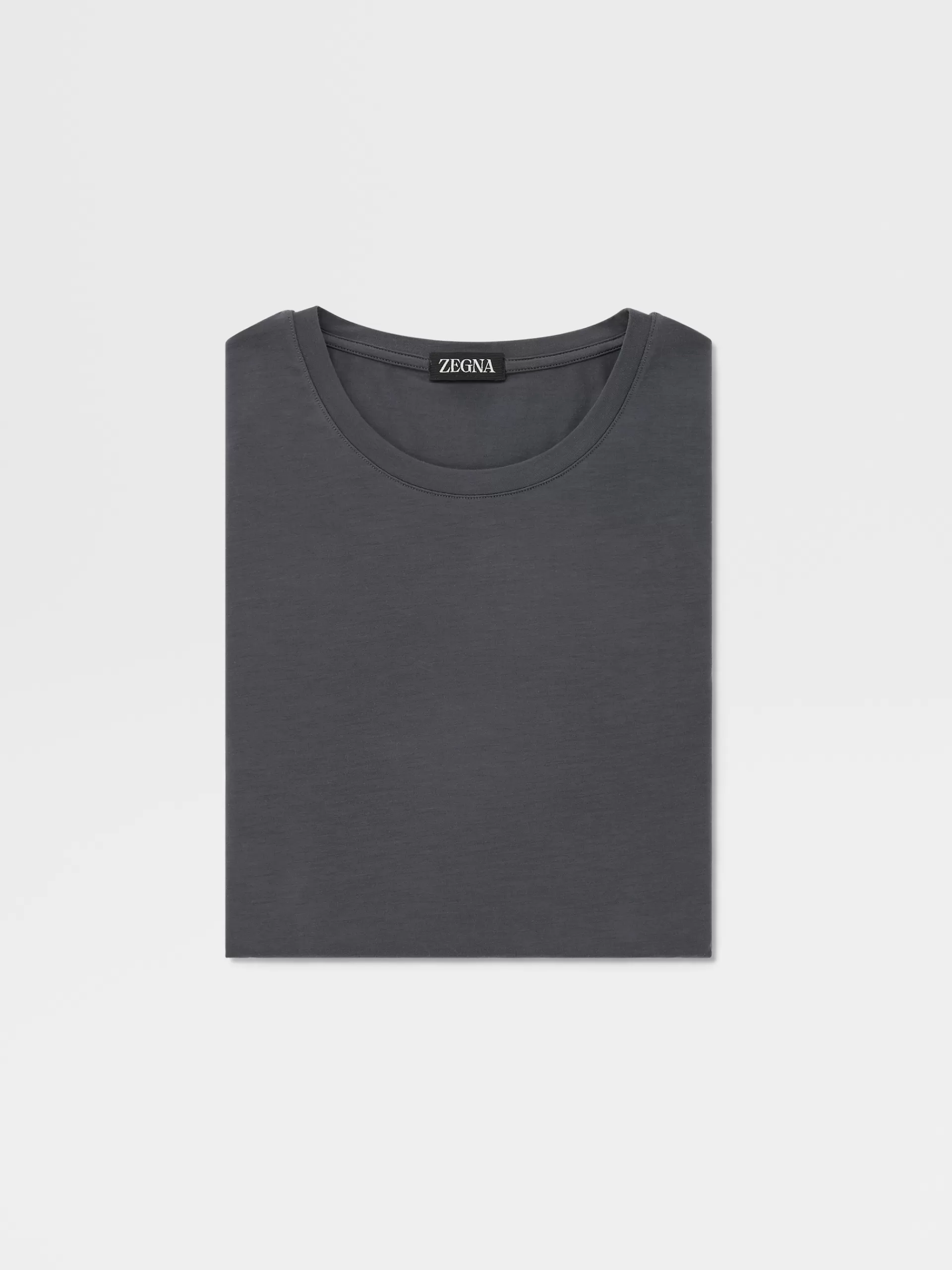 ZEGNA Roupa Interior E Meias^T-Shirt De Gola Redonda Cinzento-Escura Em Modal Elastico Cinzento-Escuro