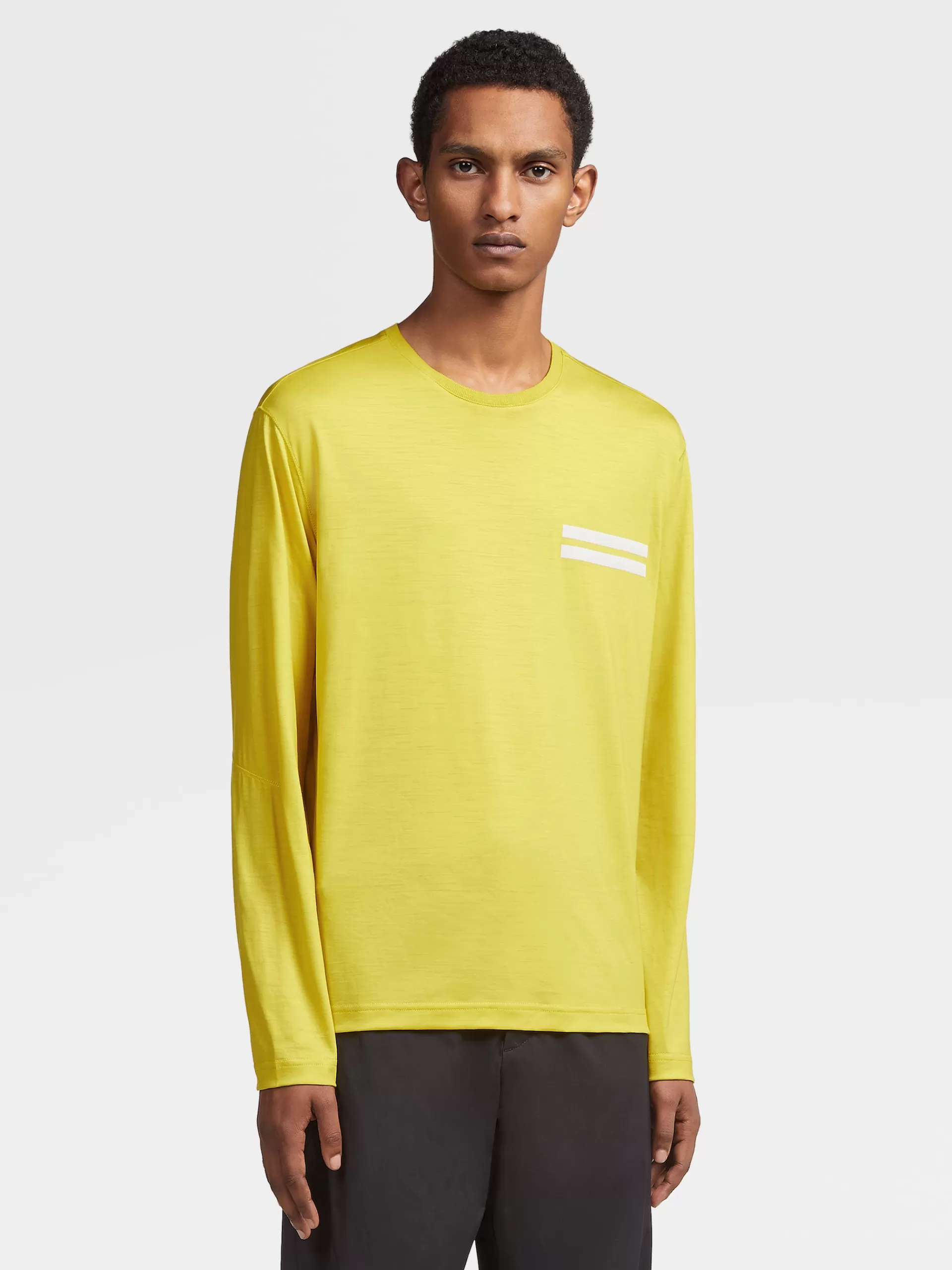 ZEGNA T-Shirts^T-Shirt De Manga Comprida Amarela Em La High Performance™ Amarelo
