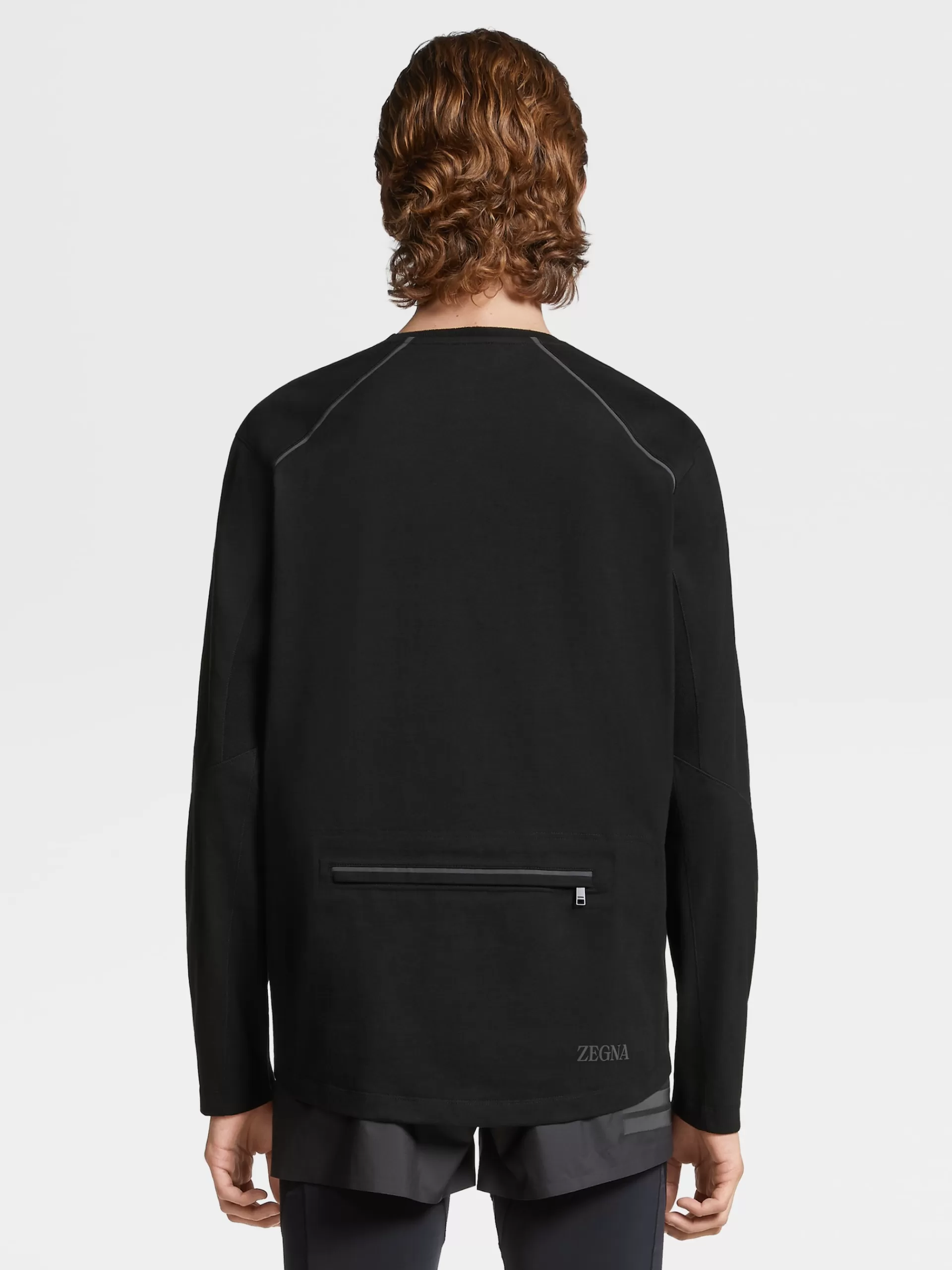 ZEGNA T-Shirts^T-Shirt De Manga Comprida Preta Em La High Performance™ Preto