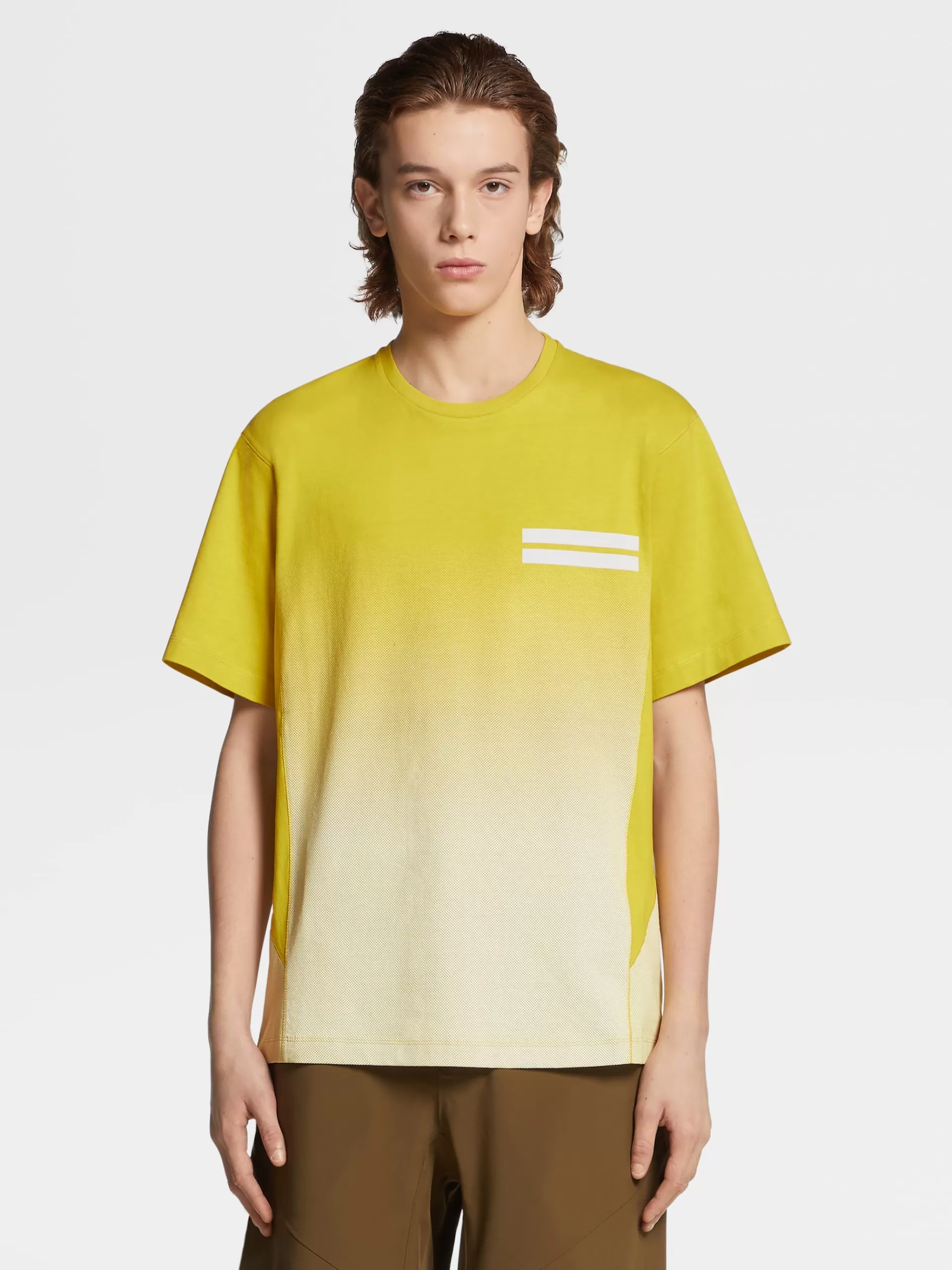 ZEGNA T-Shirts^T-Shirt De Manga Curta Amarela Em La High Performance™ Com Efeito Desbotado Amarelo