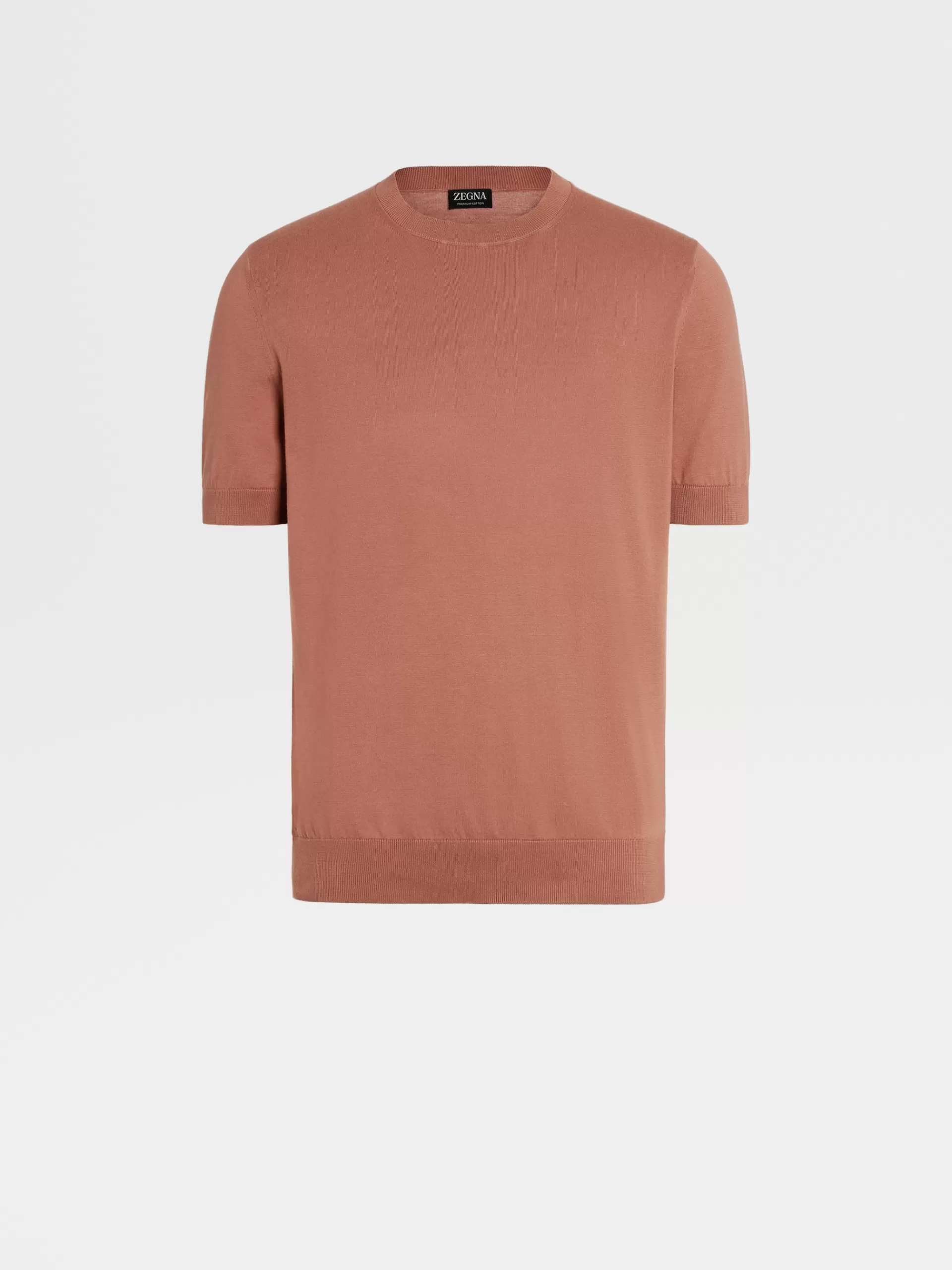 ZEGNA T-Shirts^T-Shirt De Manga Curta Bordo-Clara Em Malha Premium Cotton Bordo-Claro