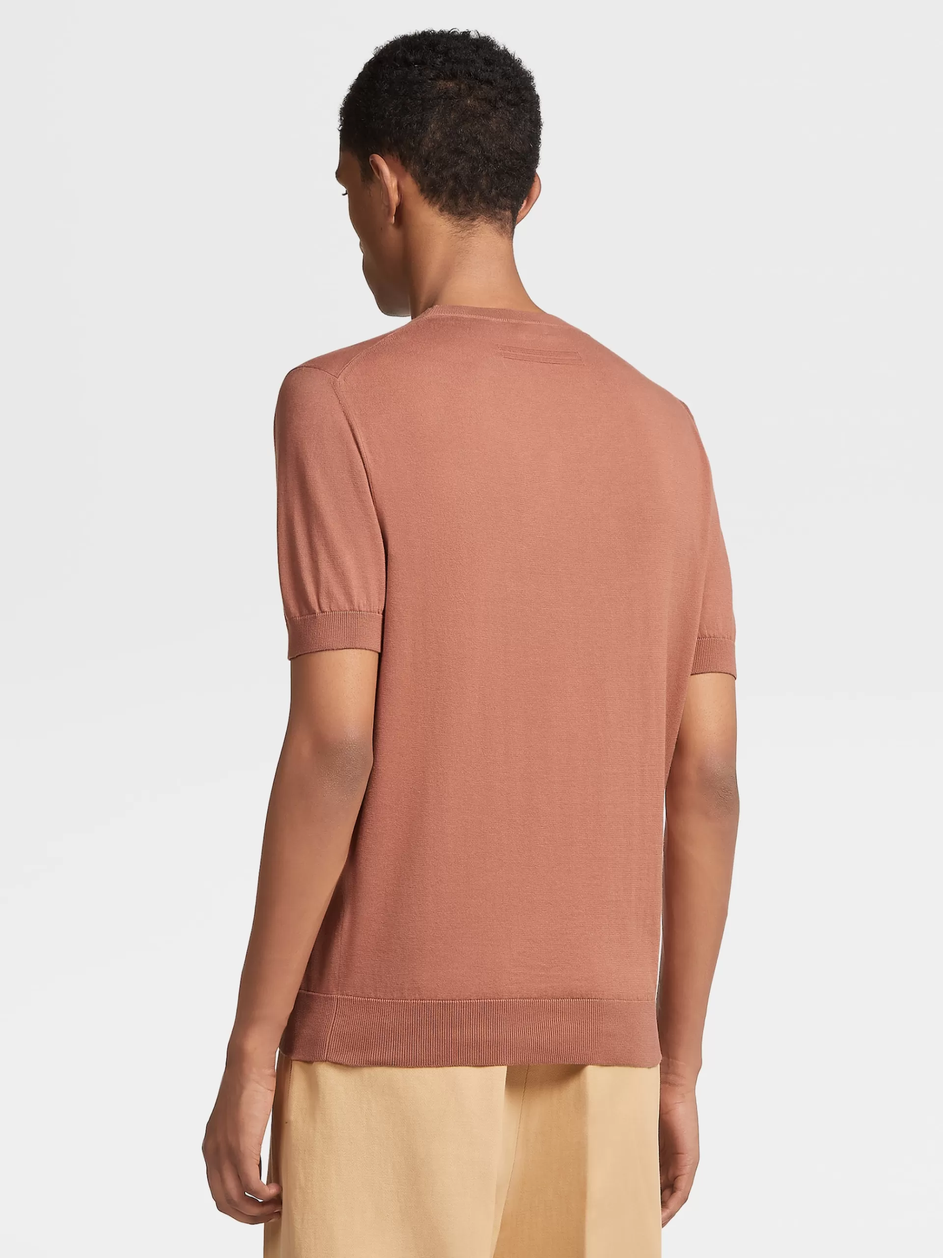 ZEGNA T-Shirts^T-Shirt De Manga Curta Bordo-Clara Em Malha Premium Cotton Bordo-Claro