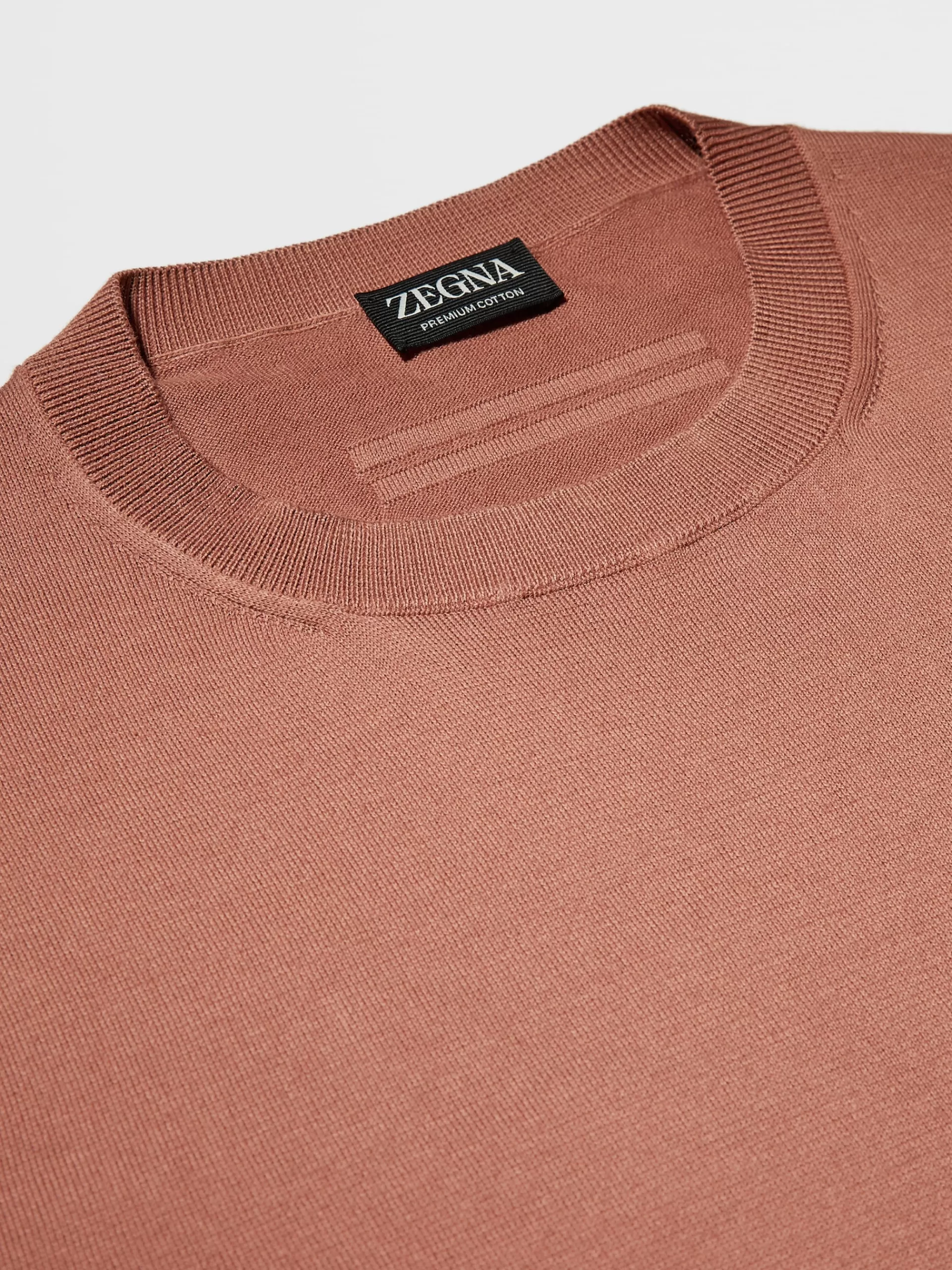 ZEGNA T-Shirts^T-Shirt De Manga Curta Bordo-Clara Em Malha Premium Cotton Bordo-Claro