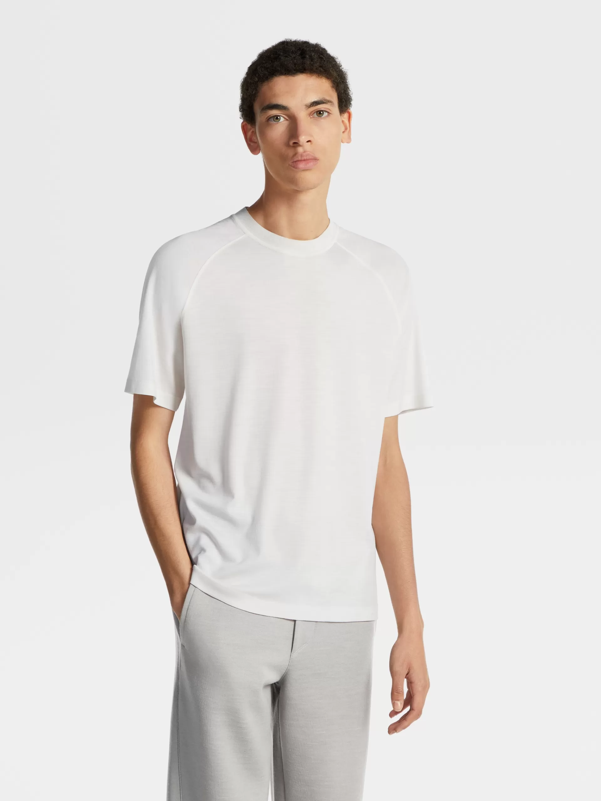 ZEGNA T-Shirts^T-Shirt De Manga Curta Branca Em La High Performance™ Branco