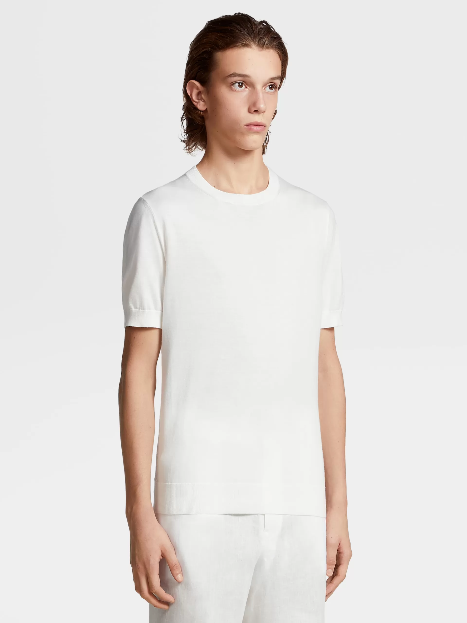 ZEGNA T-Shirts^T-Shirt De Manga Curta Branca Em Malha Premium Cotton Branco