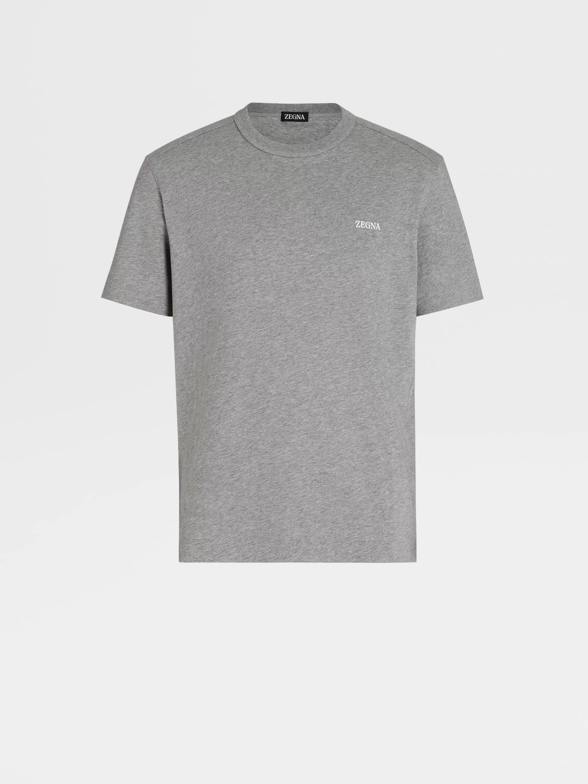 ZEGNA T-Shirts^T-Shirt De Manga Curta Cinza Mesclado Em Algodao Puro Cinzento Mesclado