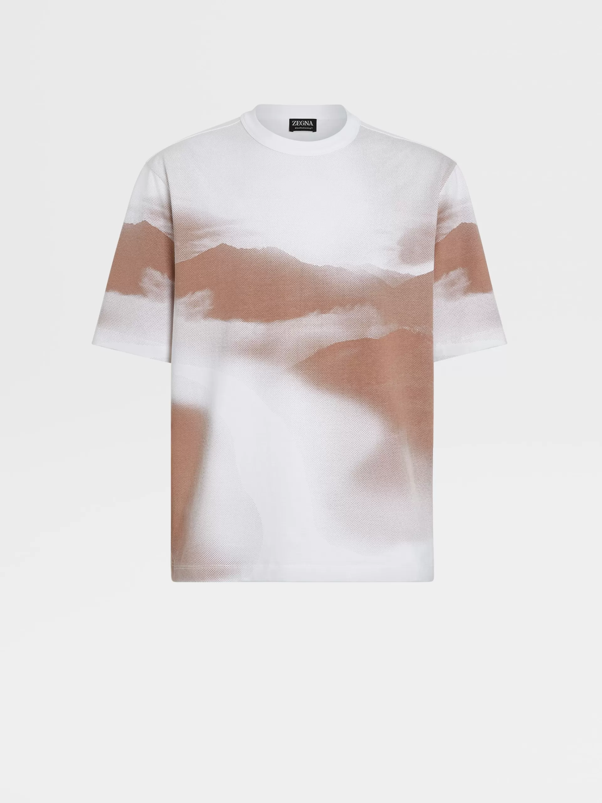 ZEGNA T-Shirts^T-Shirt De Manga Curta Em Algodao Estampado #Usetheexisting™ Em Branco Esbatido E Rosa-Velho Branco/Rosa-Velho