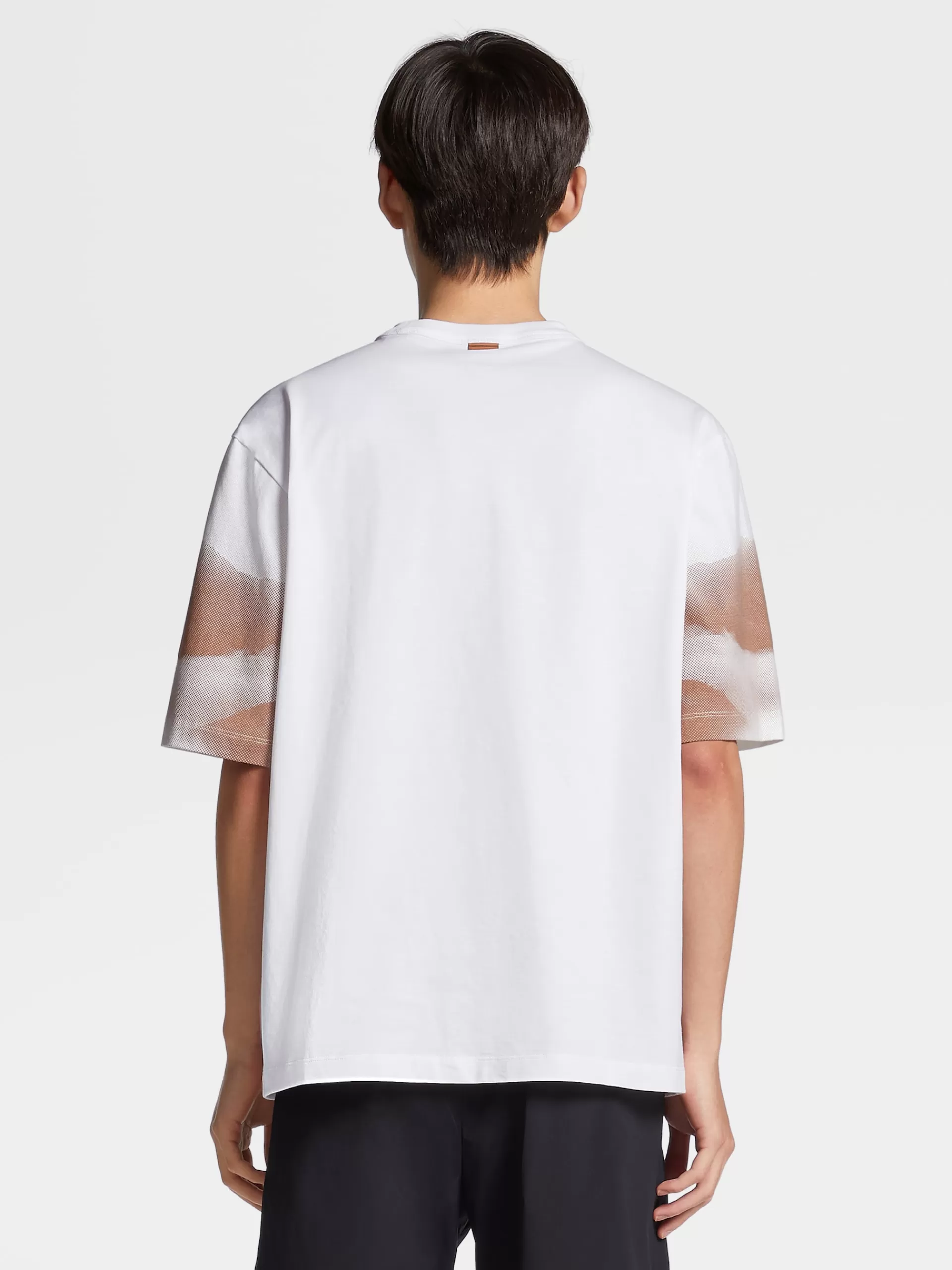 ZEGNA T-Shirts^T-Shirt De Manga Curta Em Algodao Estampado #Usetheexisting™ Em Branco Esbatido E Rosa-Velho Branco/Rosa-Velho