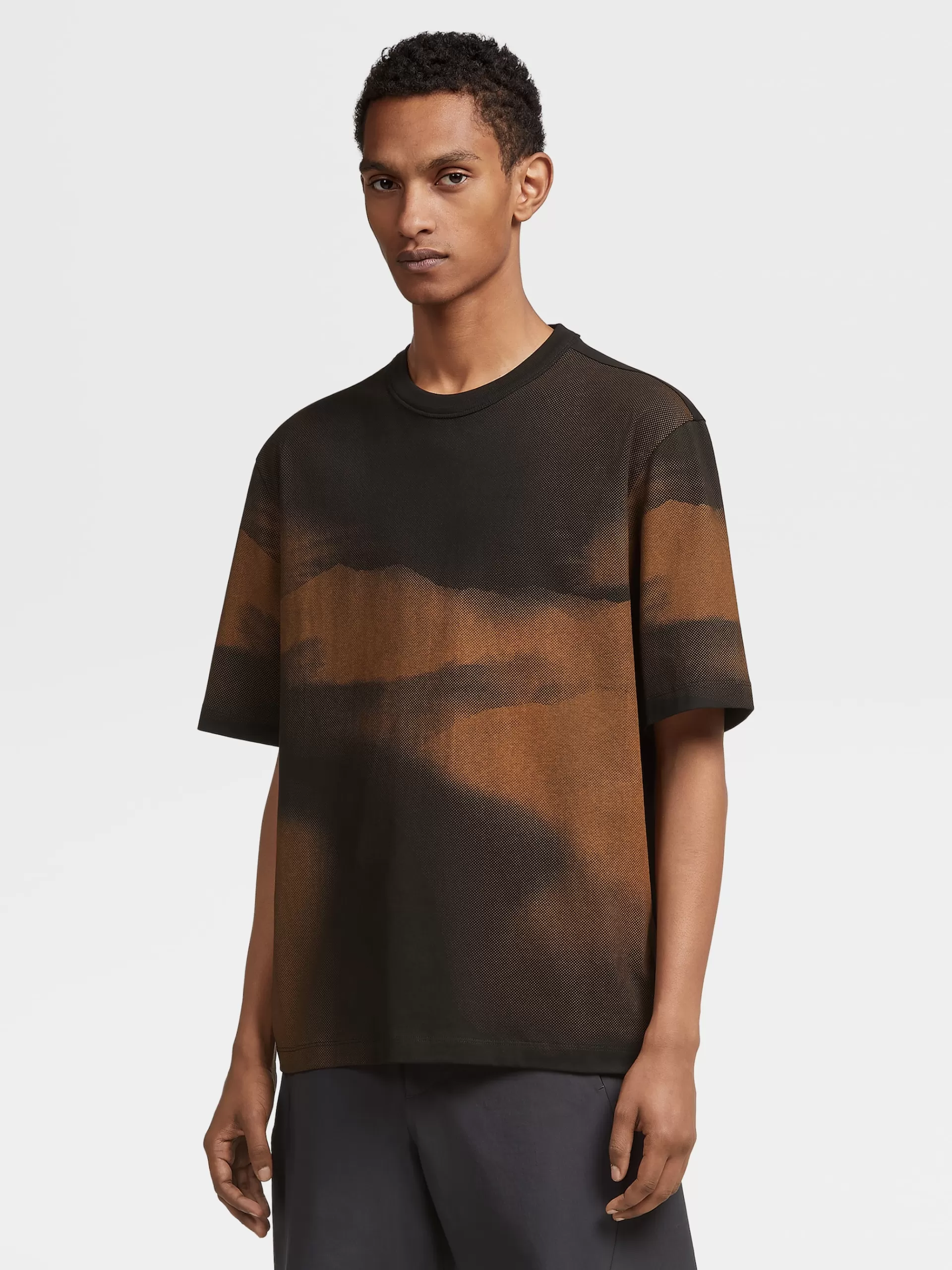 ZEGNA T-Shirts^T-Shirt De Manga Curta Em Algodao Estampado #Usetheexisting™ Em Preto Esbatido E Vicunha Preto/Vicunha