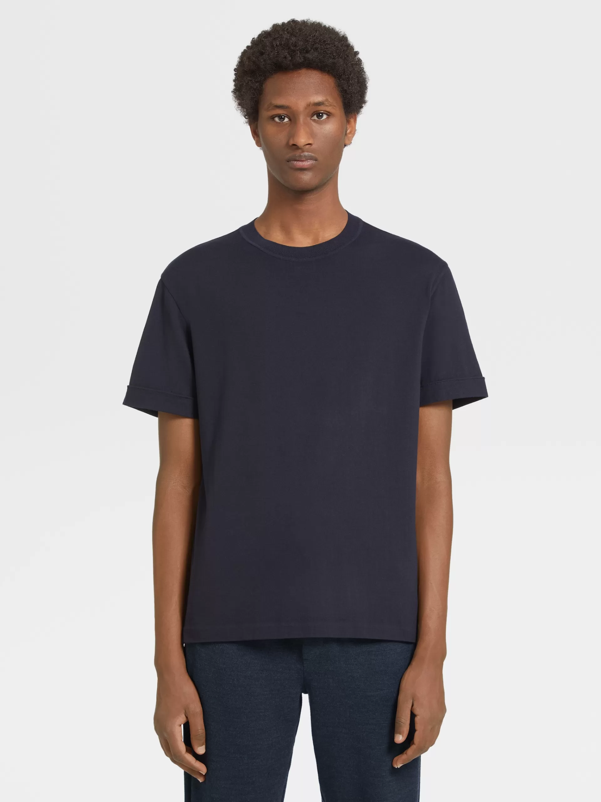 ZEGNA T-Shirts^T-Shirt De Manga Curta Em La 12Milmil12 Azul-Marinho