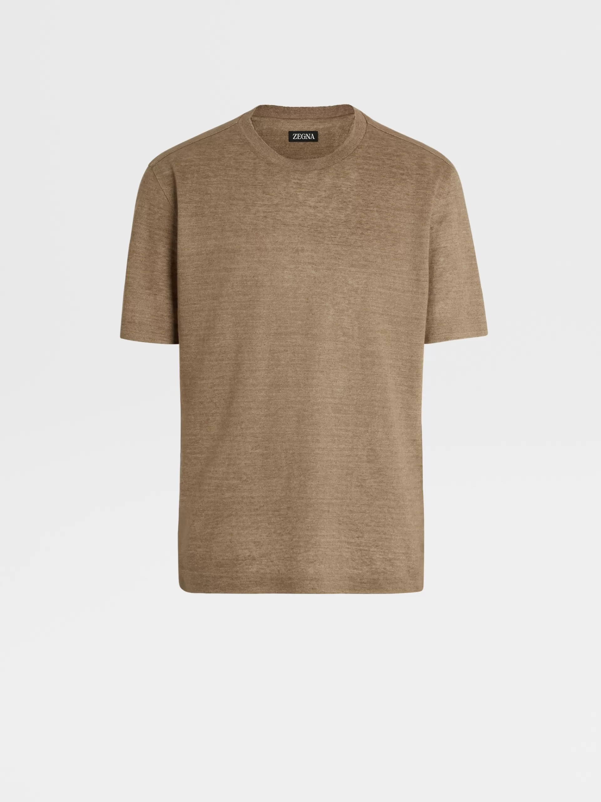 ZEGNA T-Shirts^T-Shirt De Manga Curta Em Linho Puro Verde-Tropa Claro