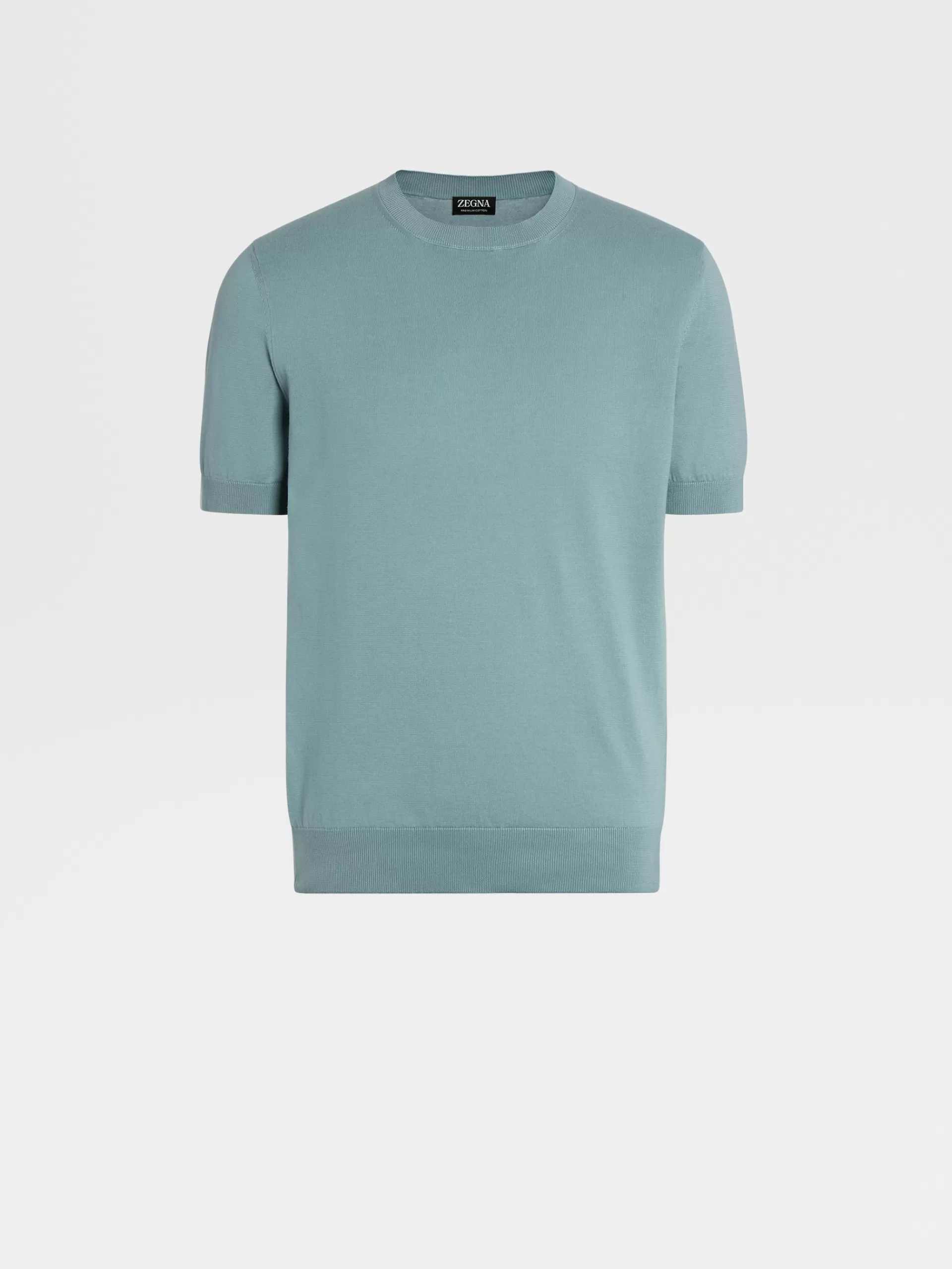 ZEGNA T-Shirts^T-Shirt De Manga Curta Em Malha Premium Cotton Verde-Agua