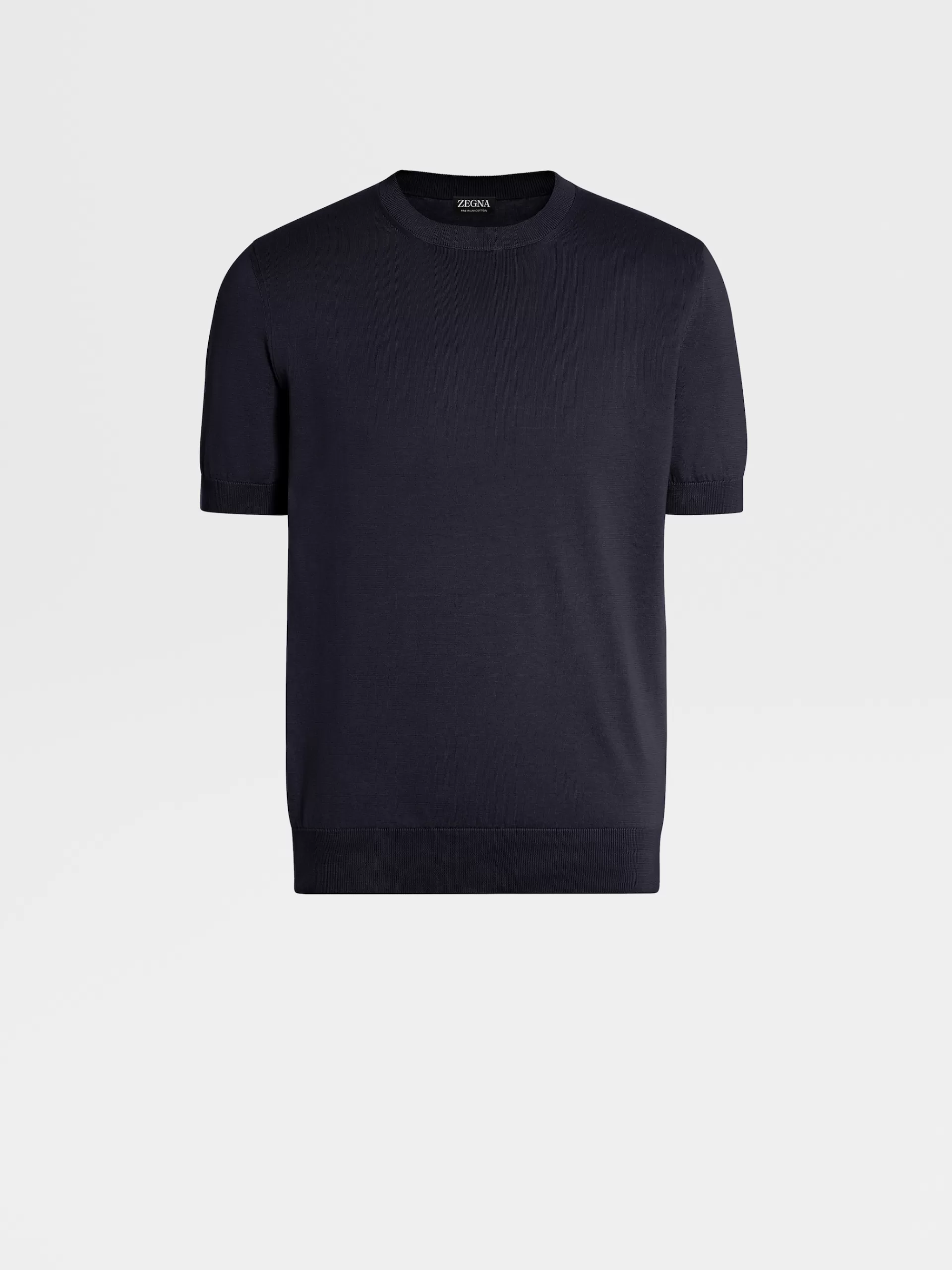 ZEGNA T-Shirts^T-Shirt De Manga Curta Em Malha Premium Cotton Azul-Marinho