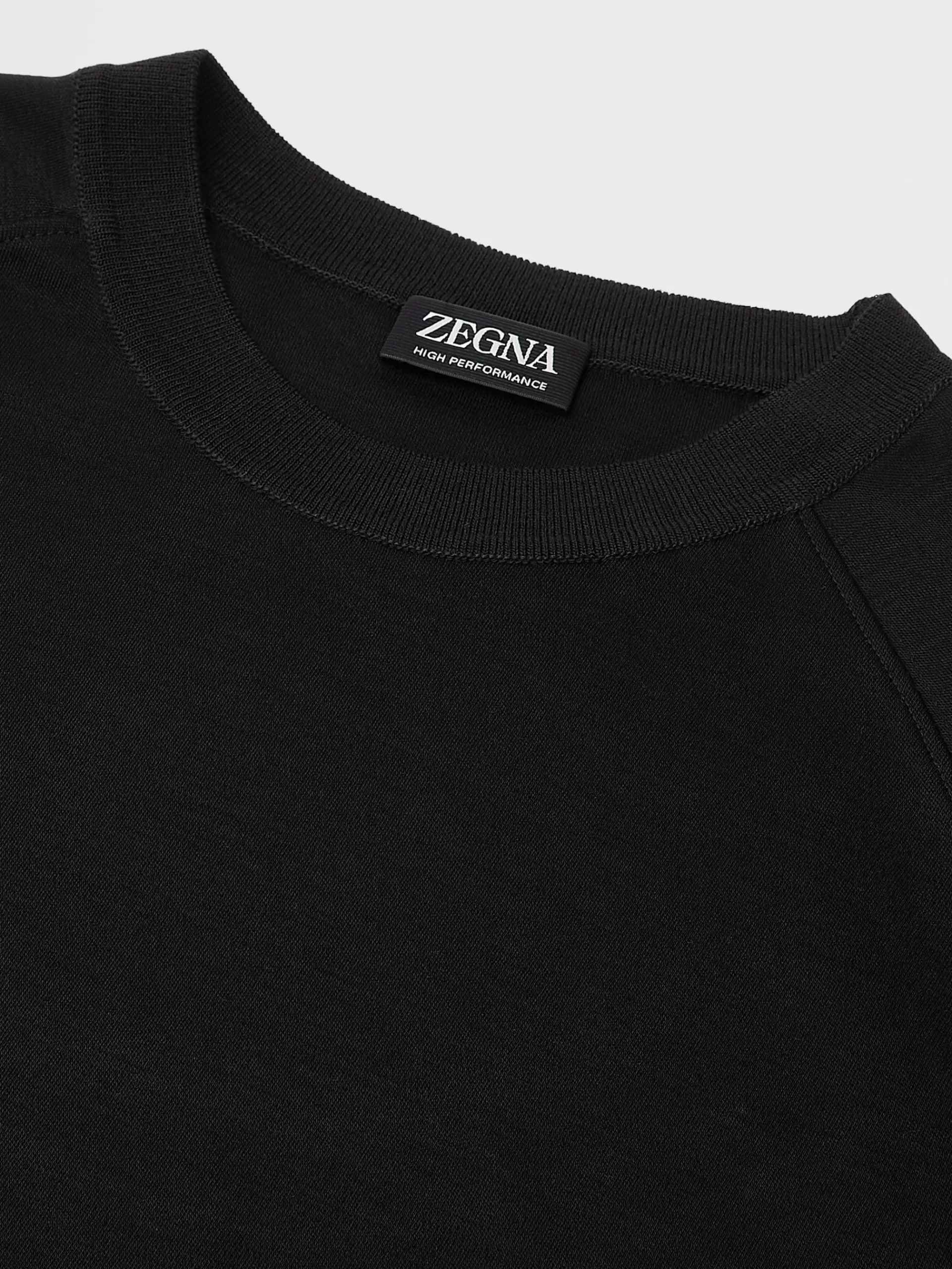 ZEGNA T-Shirts^T-Shirt De Manga Curta Preta Em La High Performance™ Preto
