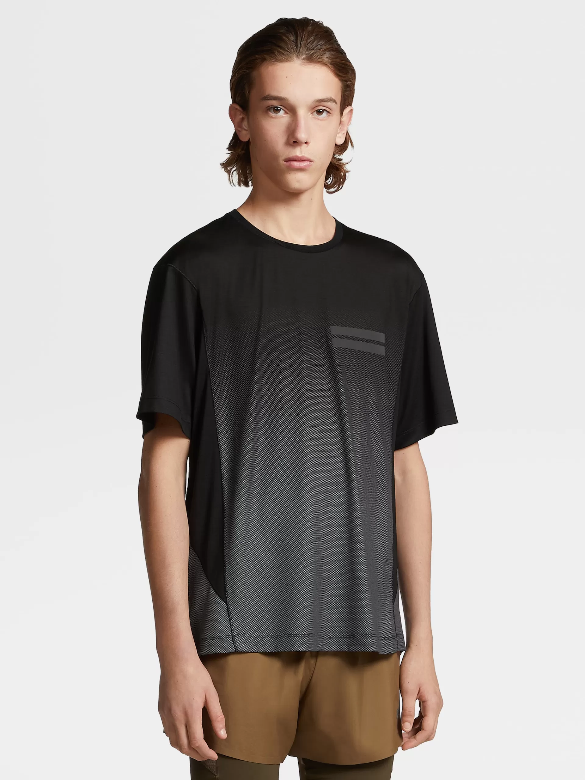 ZEGNA T-Shirts^T-Shirt De Manga Curta Preta Em La High Performance™ Com Efeito Desbotado Preto