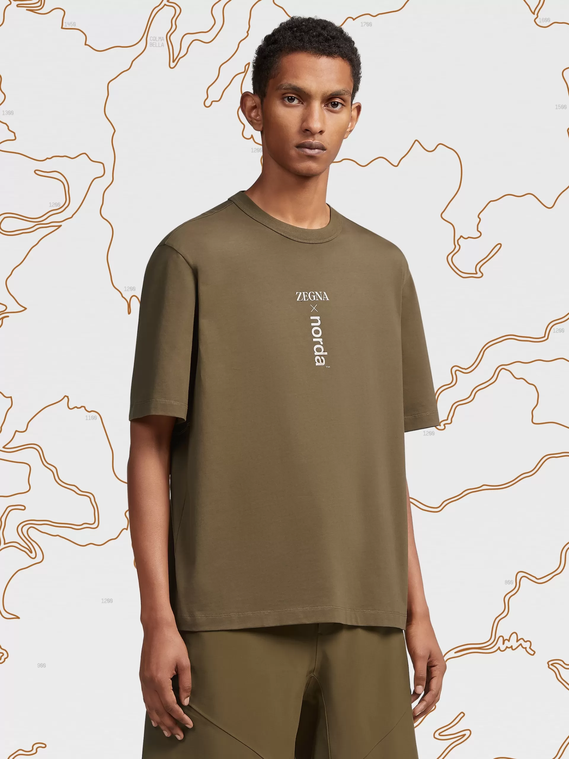 ZEGNA T-Shirts^T-Shirt De Manga Curta X Norda™ Em Algodao #Usetheexisting™ Estampado Verde-Azeitona