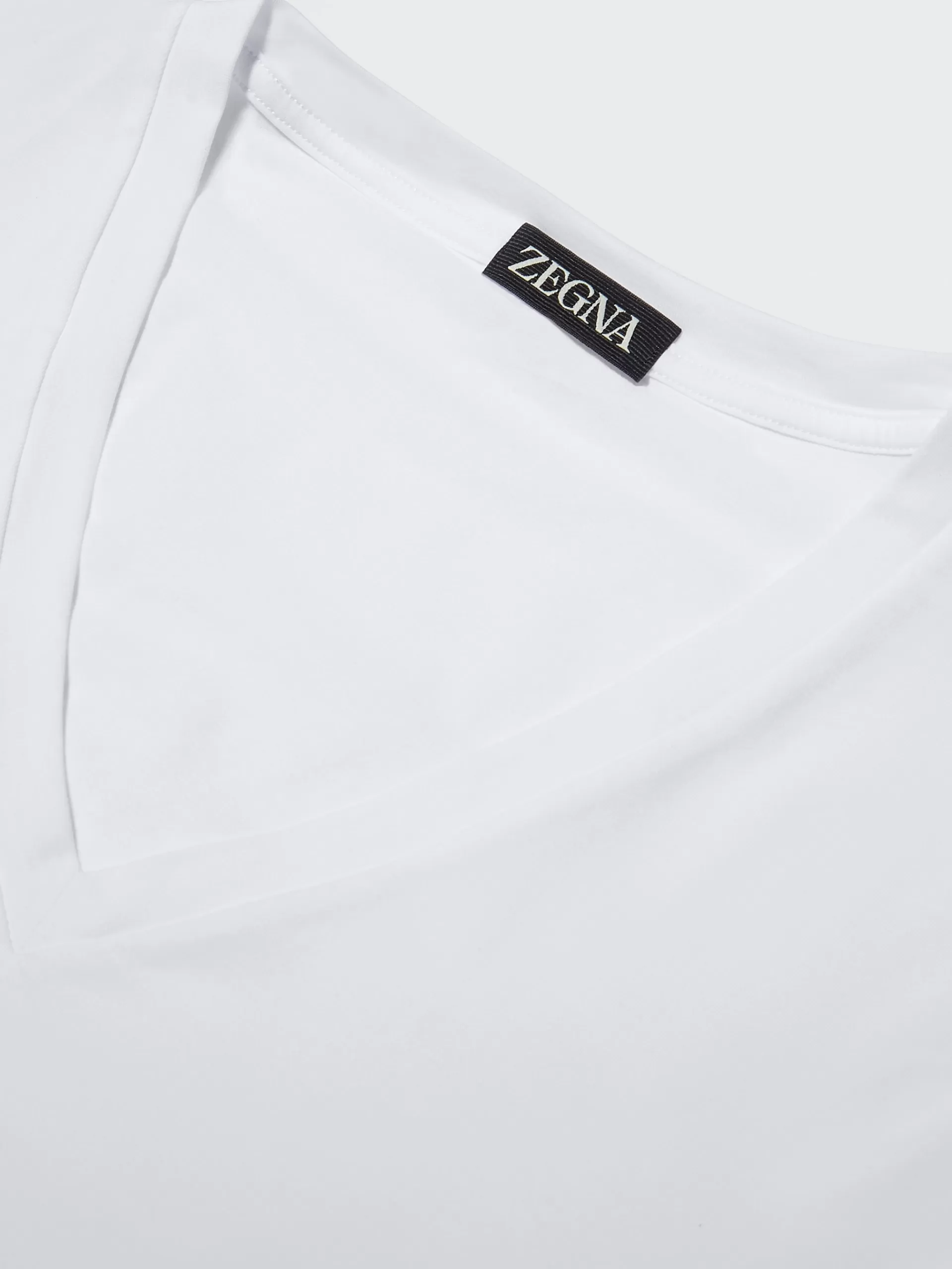 ZEGNA Roupa Interior E Meias^T-Shirt Em Algodao Elastico Branco