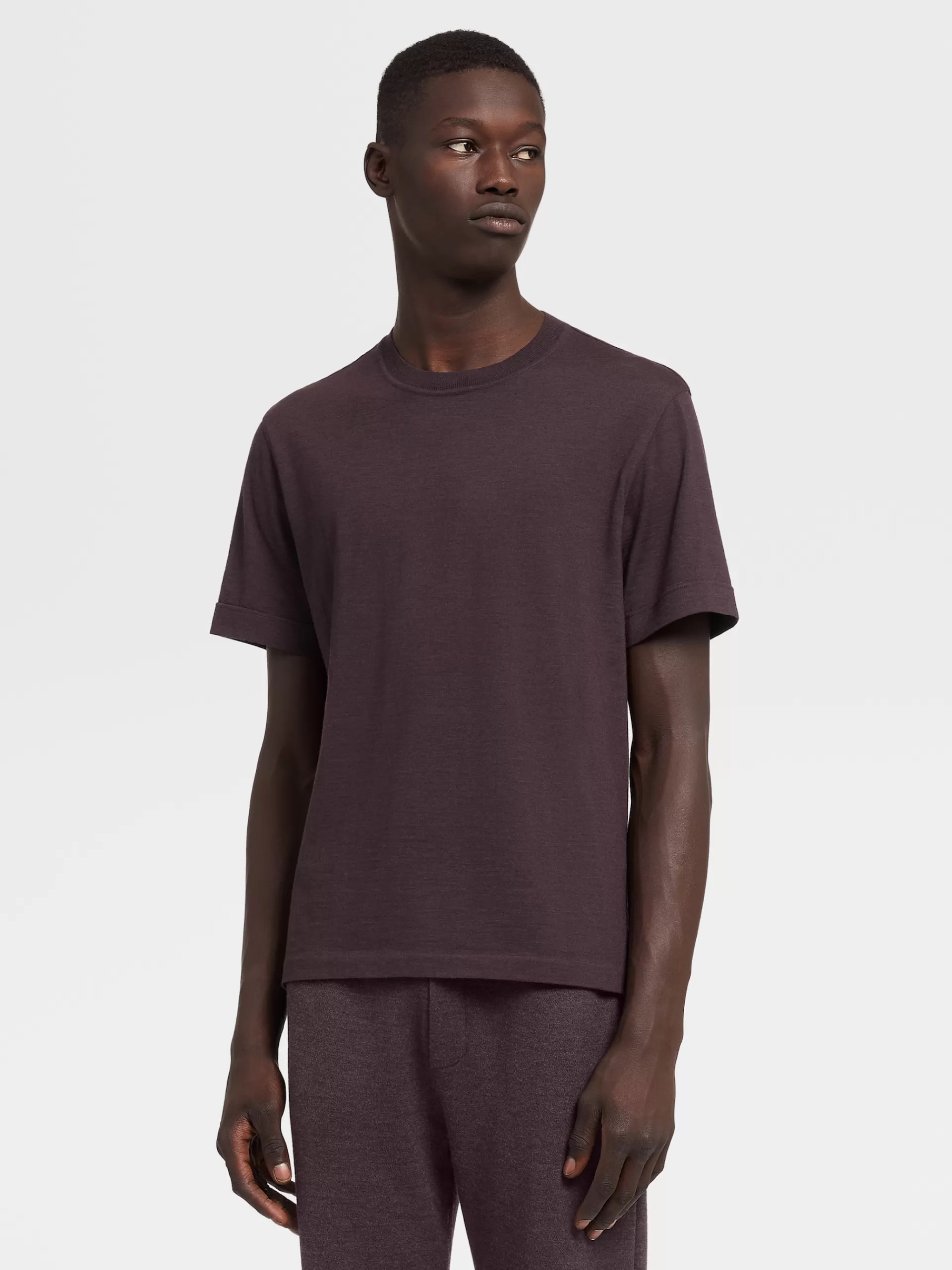 ZEGNA T-Shirts^T-Shirt Em Jersei De La 12Milmil12 Bordo Mesclado