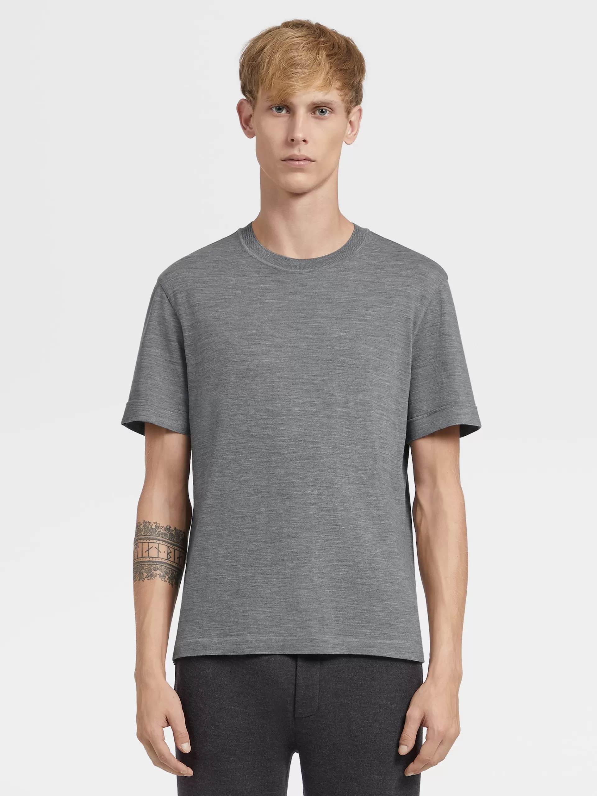 ZEGNA T-Shirts^T-Shirt Em Jersei De La 12Milmil12 Cinza-Acastanhado Mesclado
