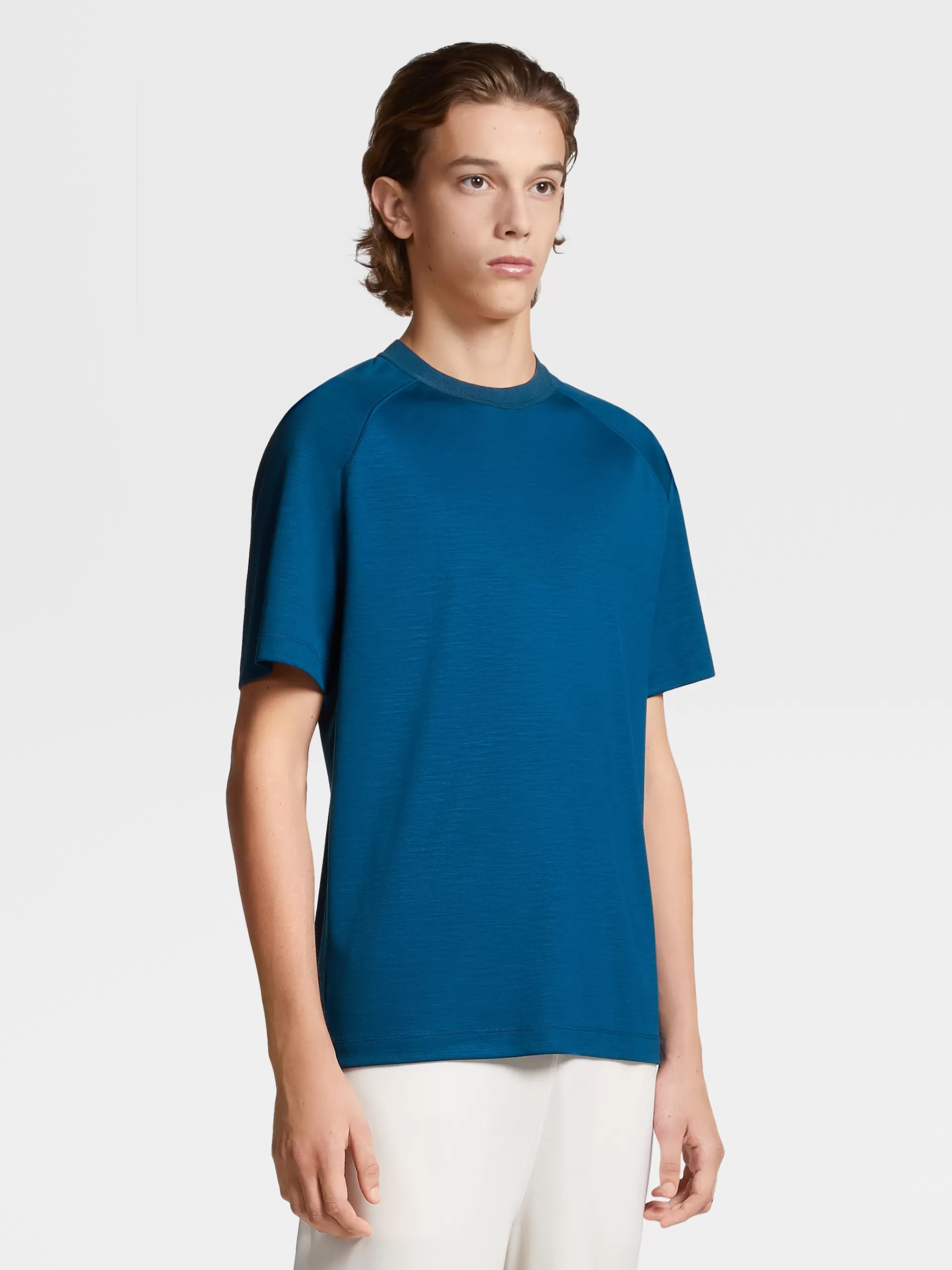 ZEGNA T-Shirts^T-Shirt Em Jersei De La High Performance™ Azul-Avio