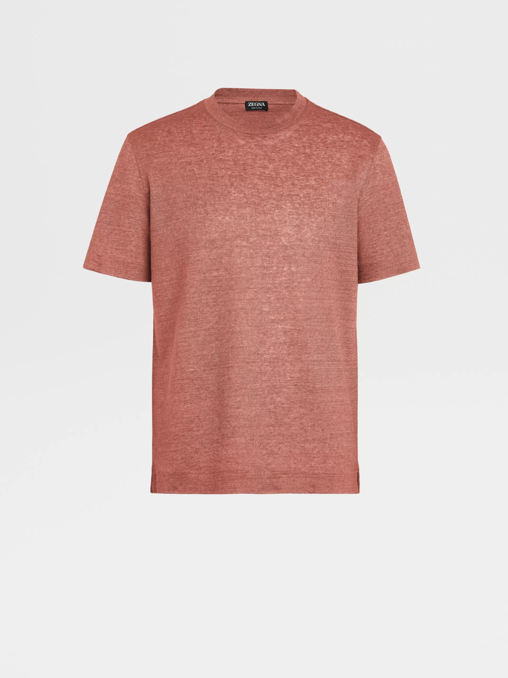 ZEGNA T-Shirts^T-Shirt Em Linho Rosa-Velho