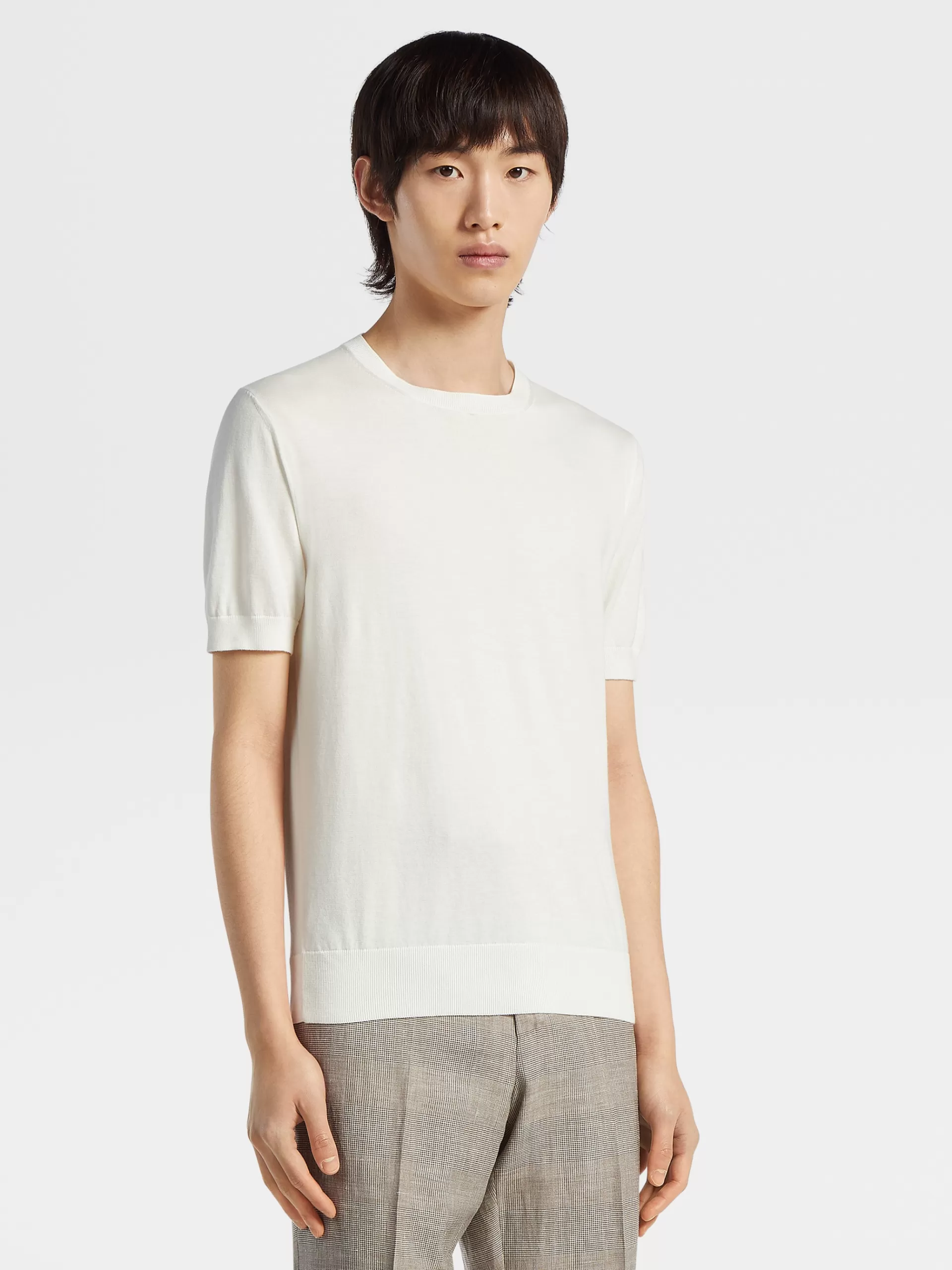ZEGNA Malhas^T-Shirt Em Premium Cotton Branca Branco